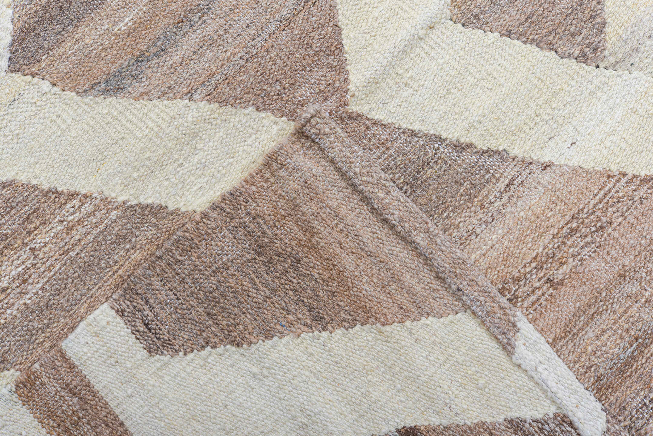 10' x 13' one-of-a-kind handmade vintage Kilim large size rug. Color palette: taupe, ivory, brown, camel, greige, beige