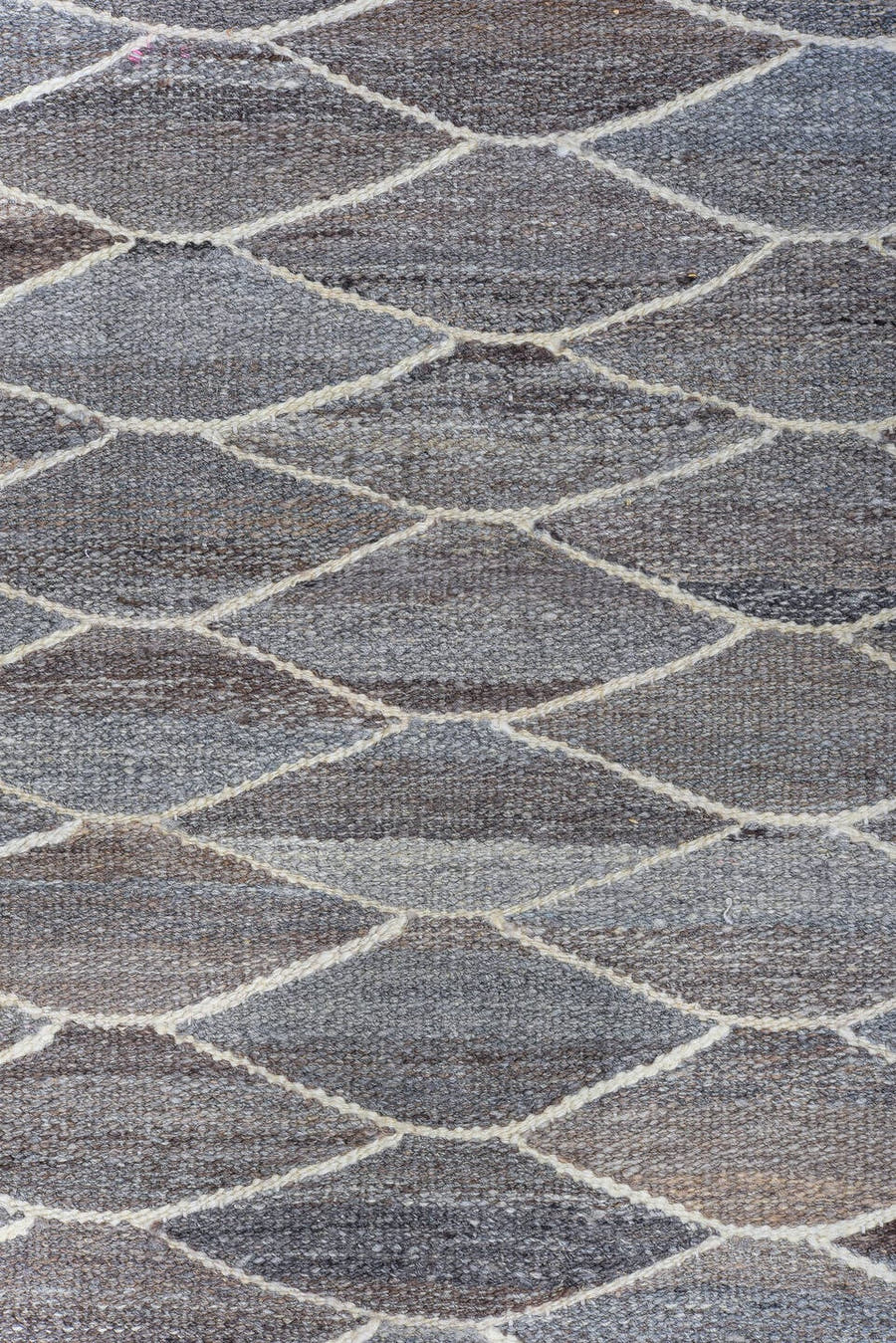 9' x 11' one-of-a-kind handmade vintage Kilim large size rug. Color palette: gray, taupe, ivory, slate, charcoal, greige