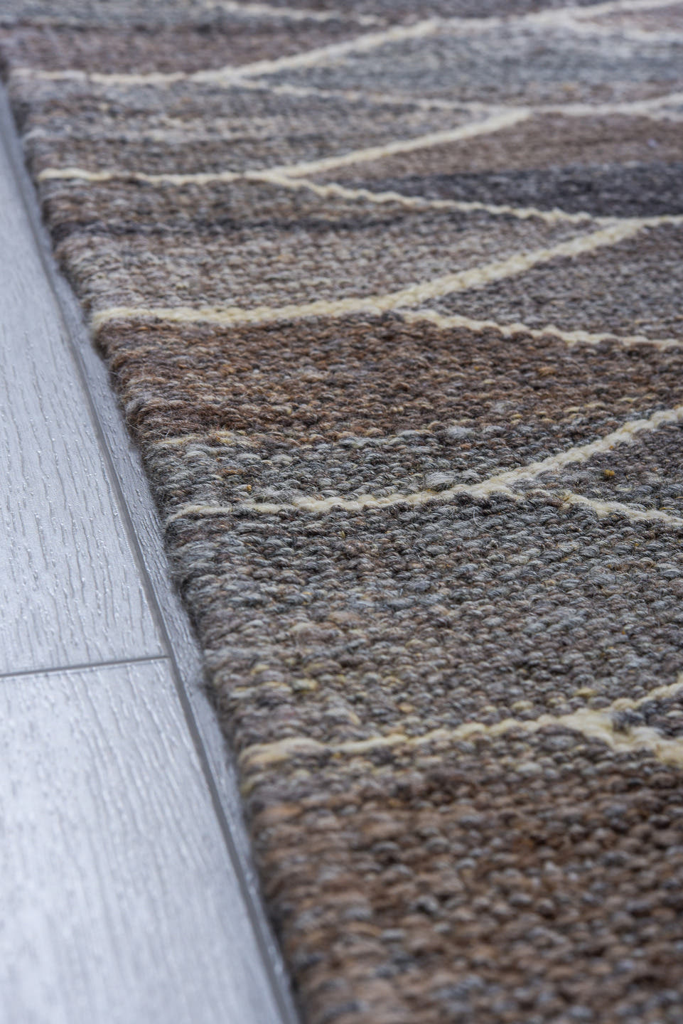 9' x 11' one-of-a-kind handmade vintage Kilim large size rug. Color palette: gray, taupe, ivory, slate, charcoal, greige