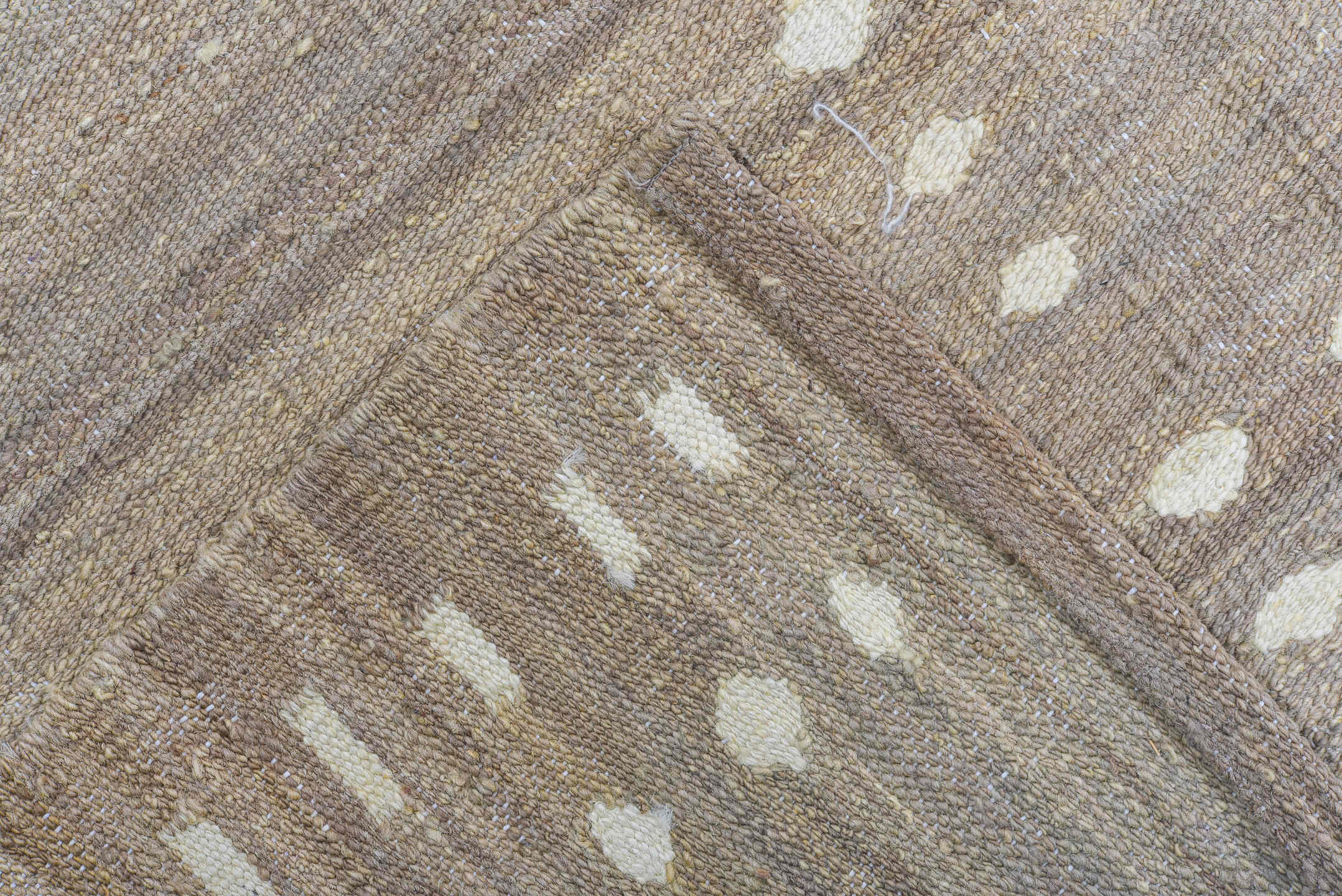 8' x 9' one-of-a-kind handmade vintage Kilim rug. Color palette: taupe, ivory, greige, stone, sand, beige, gray