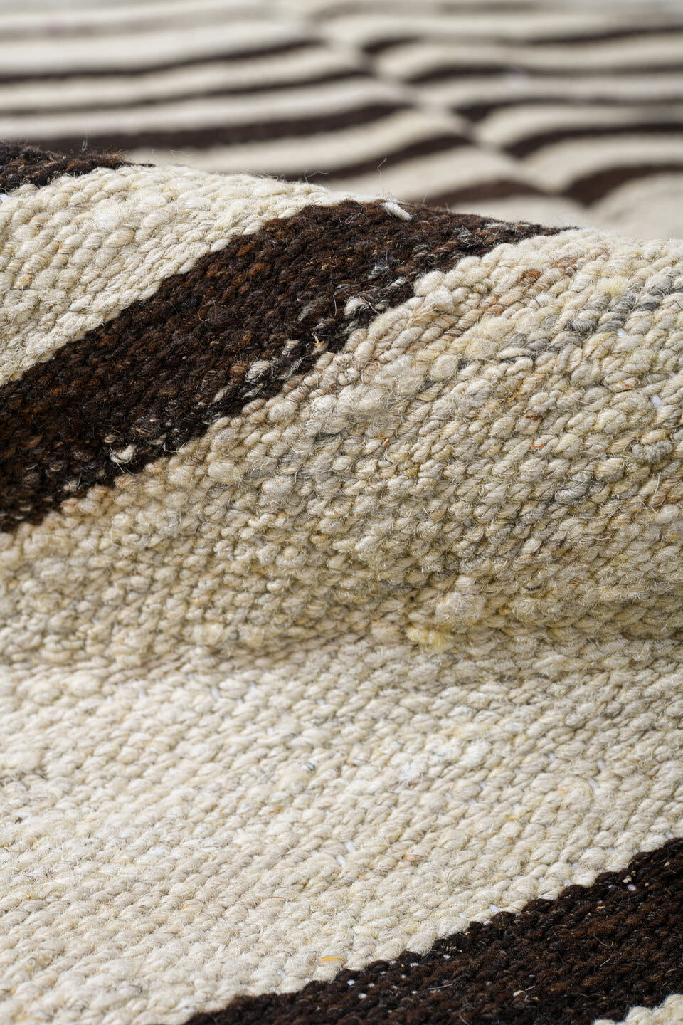 8' x 11' one-of-a-kind handmade vintage Kilim large size rug. Color palette: ivory, dark_brown, cream, brown