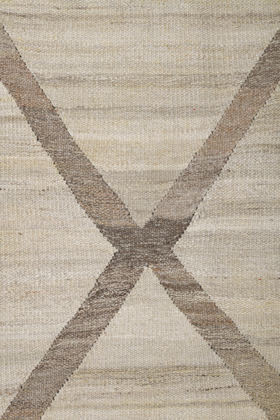 14' x 19' one-of-a-kind handmade vintage Kilim oversize rug. Color palette: ivory, taupe, cream, beige, gray