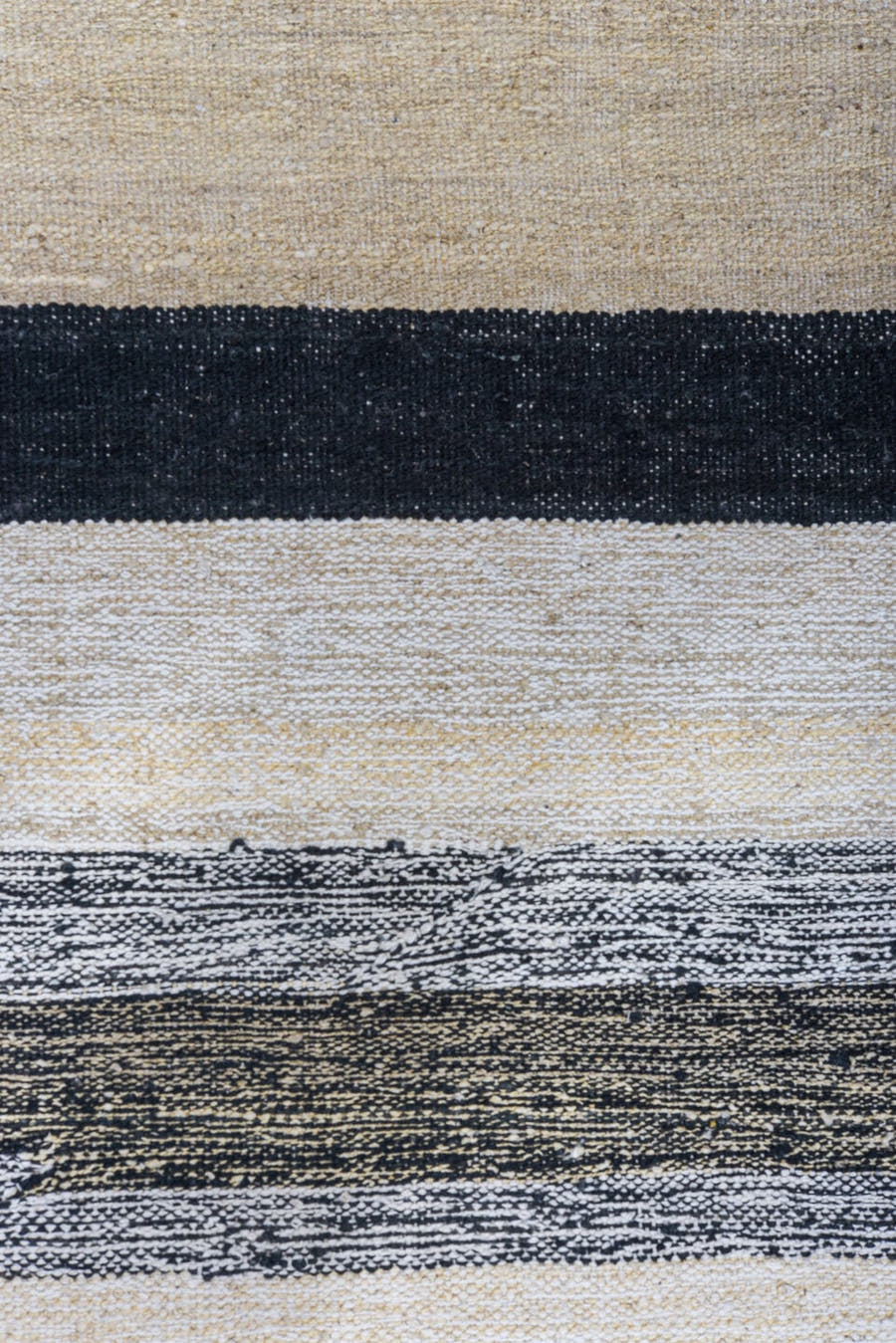 11' x 14' one-of-a-kind handmade vintage Kilim oversize rug. Color palette: ivory, charcoal, black, cream, gray