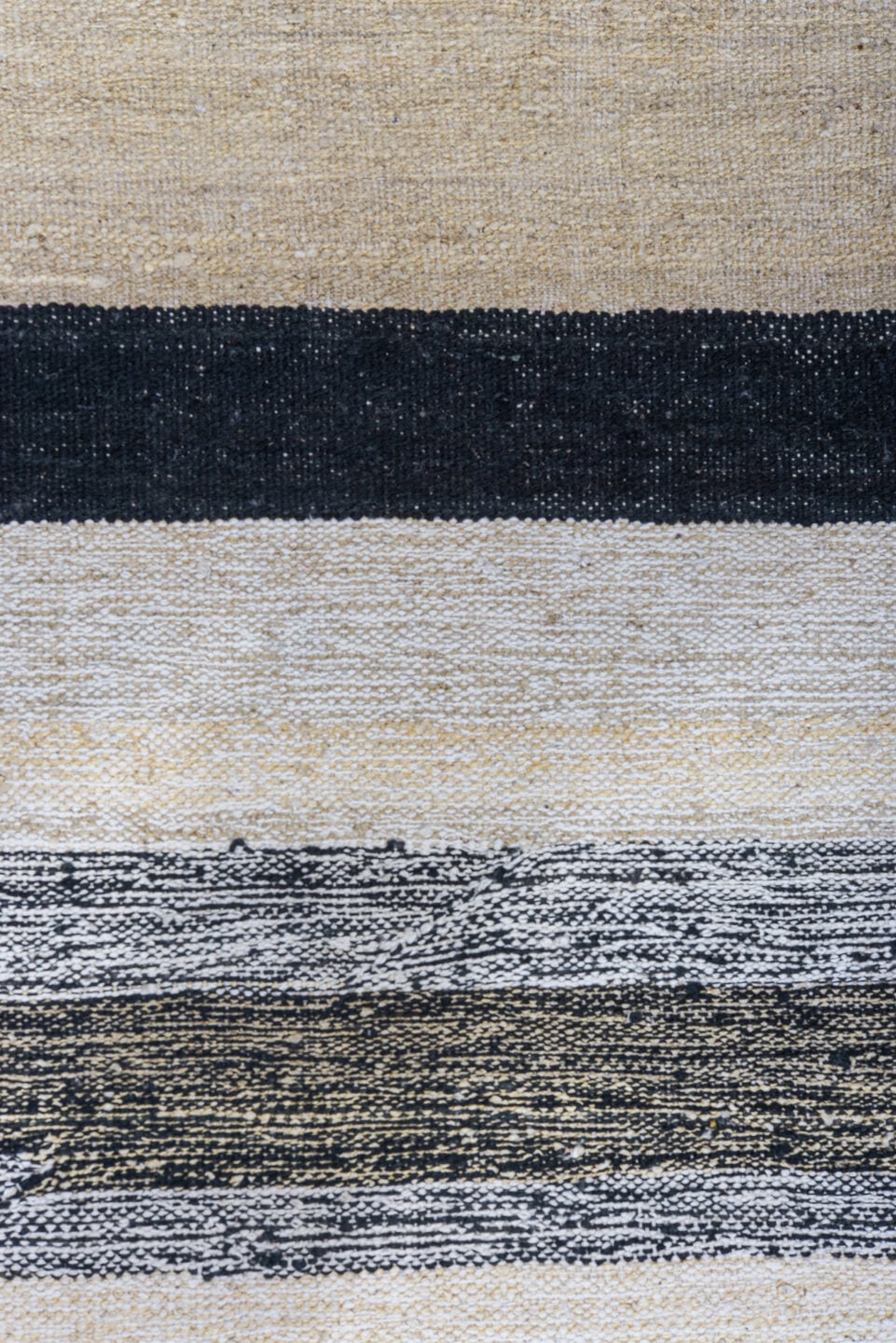 11' x 14' one-of-a-kind handmade vintage Kilim oversize rug. Color palette: ivory, charcoal, black, cream, gray