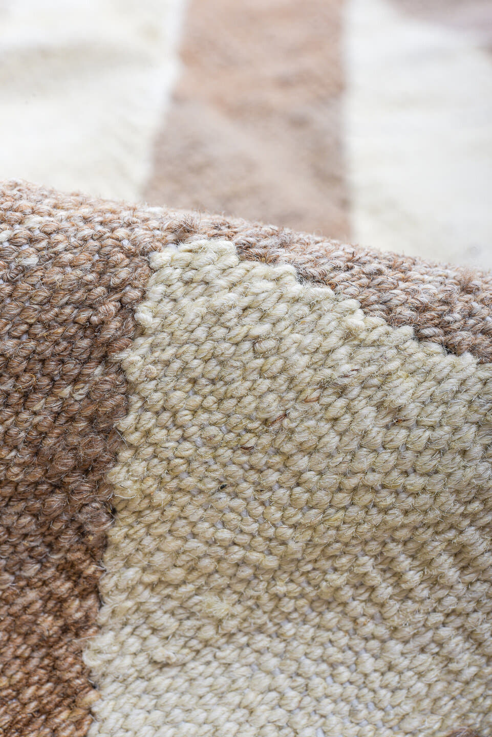 14' x 19' one-of-a-kind handmade vintage Kilim oversize rug. Color palette: taupe, ivory, beige, camel, greige, gray