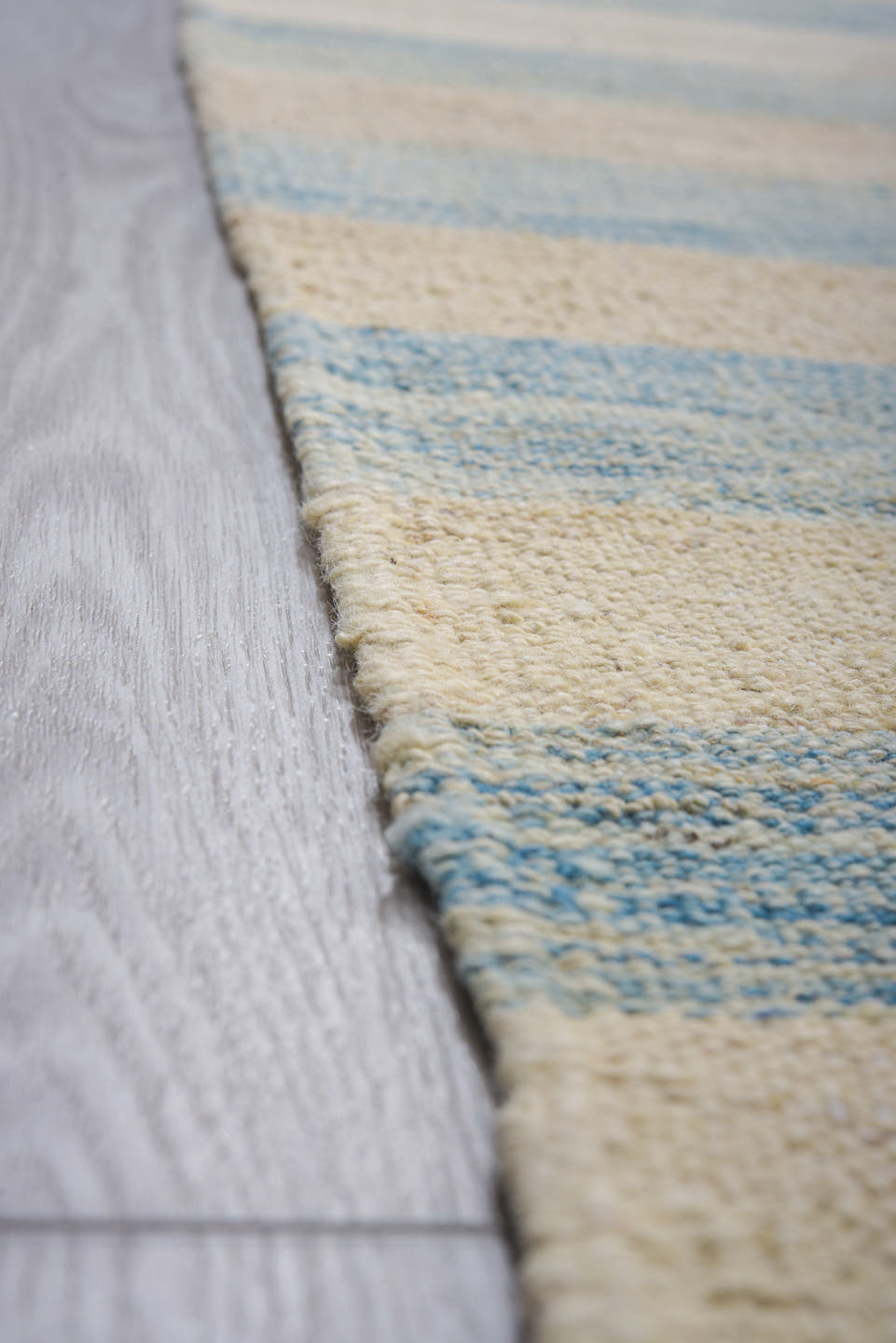 12' x 14' one-of-a-kind handmade vintage Kilim oversize rug. Color palette: ivory, pale blue, cream, sky blue, beige