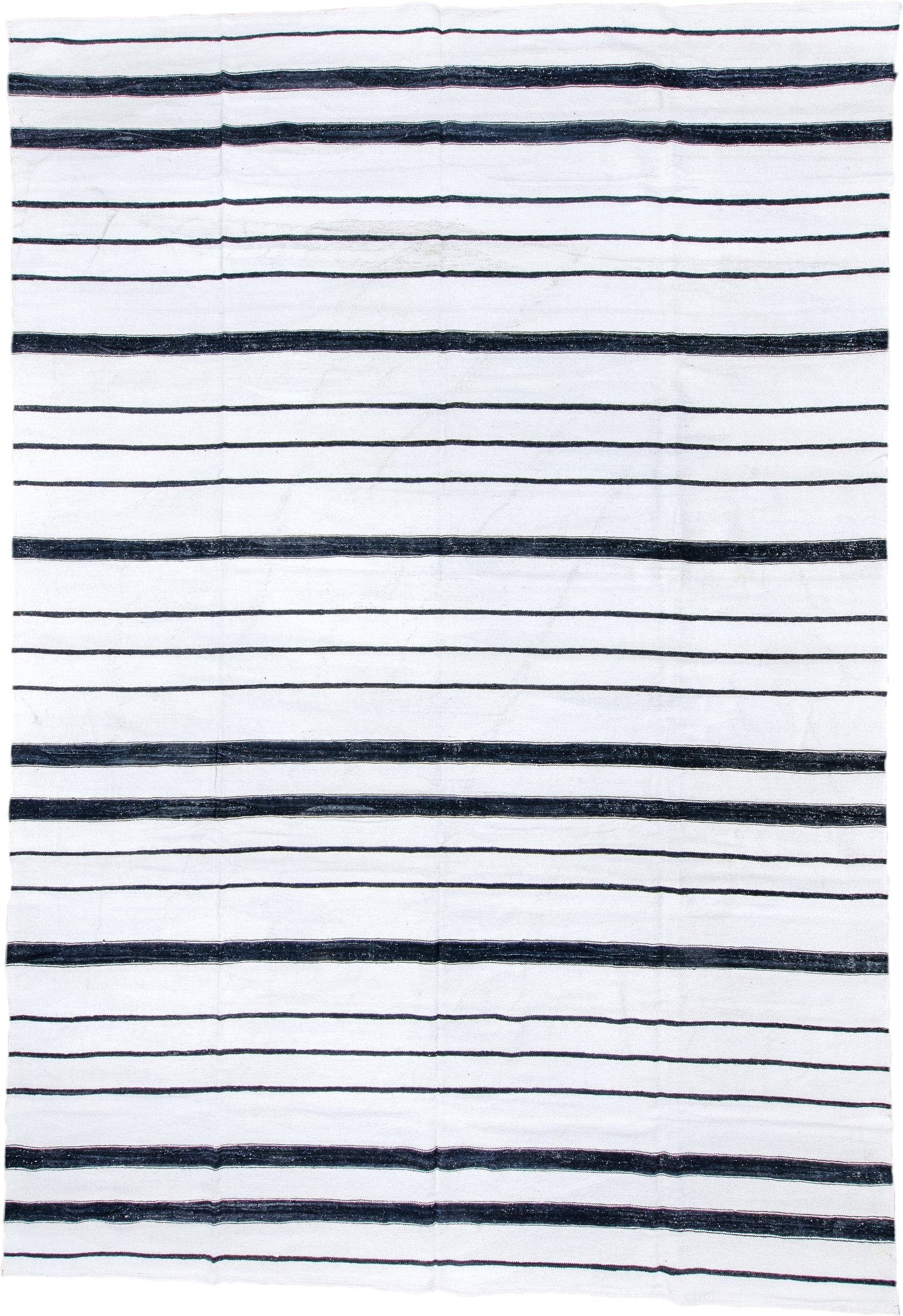 13' x 19' one-of-a-kind handmade vintage Kilim oversize rug. Color palette: ivory, charcoal, rose, gray, black, pink, red