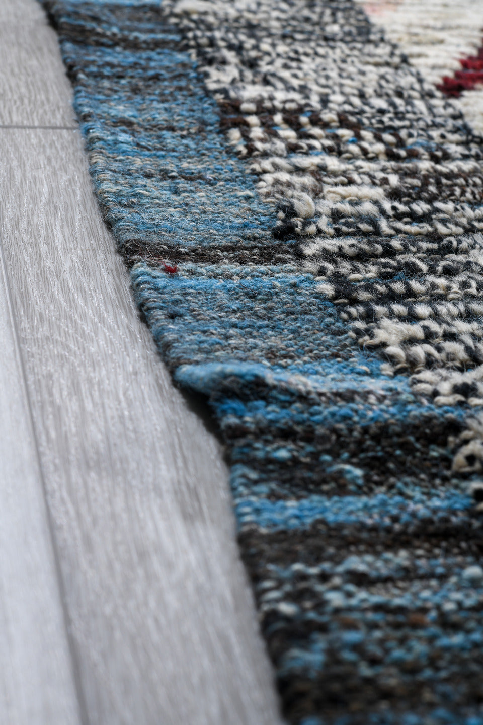 18' x 20' one-of-a-kind handmade vintage Tulu oversize rug. Color palette: ivory, burgundy, sky_blue, saffron, coral