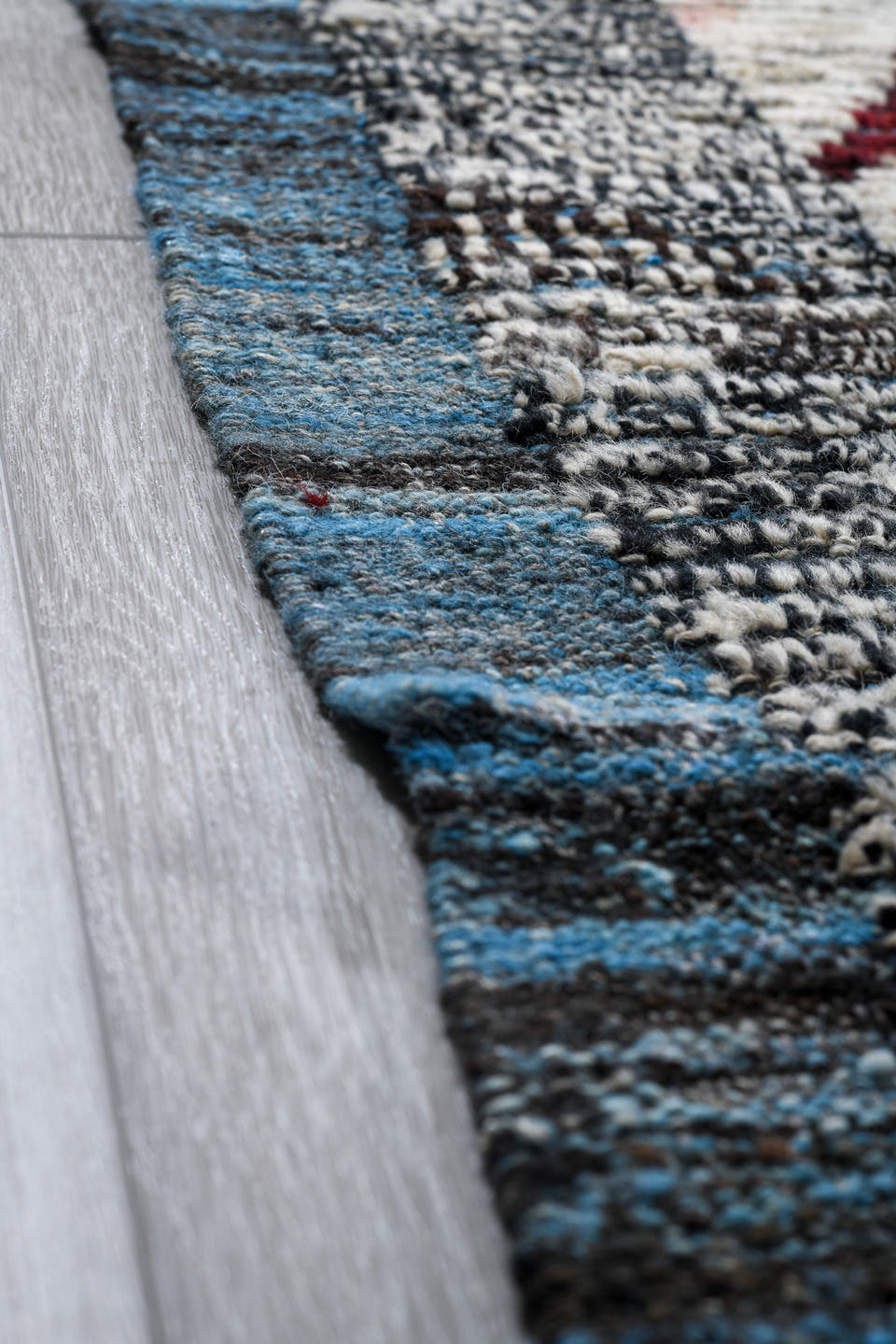 18' x 20' one-of-a-kind handmade vintage Tulu oversize rug. Color palette: ivory, burgundy, sky_blue, saffron, coral