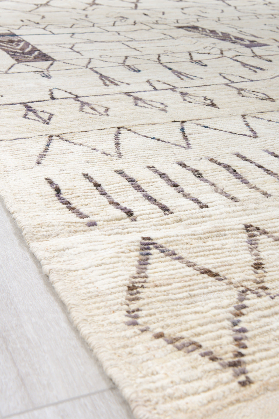 10' x 14' one-of-a-kind handmade vintage Tulu large size rug. Color palette: ivory, charcoal, taupe, gray, black, beige