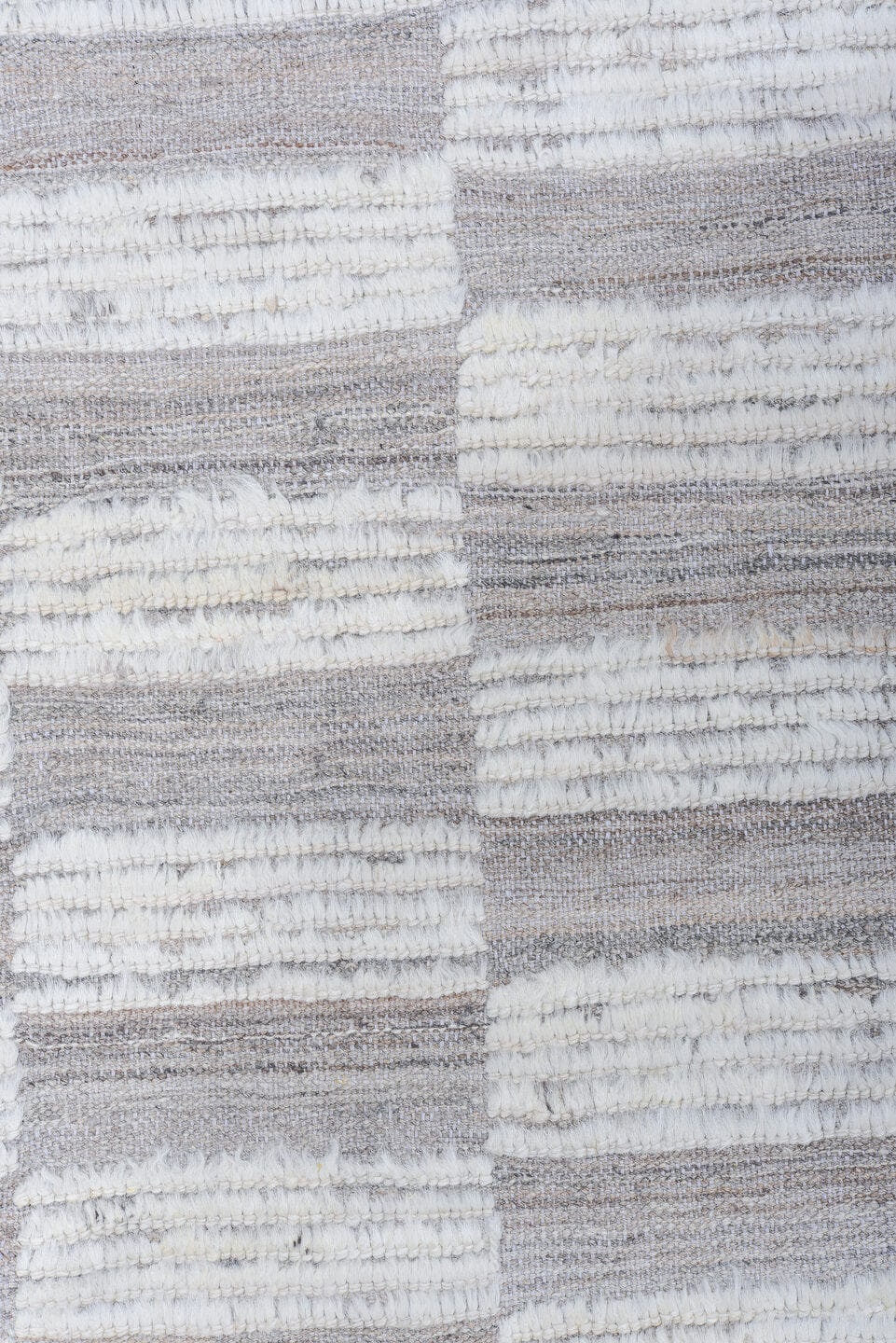 6' x 9' one-of-a-kind handmade vintage Tulu medium size rug. Color palette: ivory, taupe, gray, cream, beige