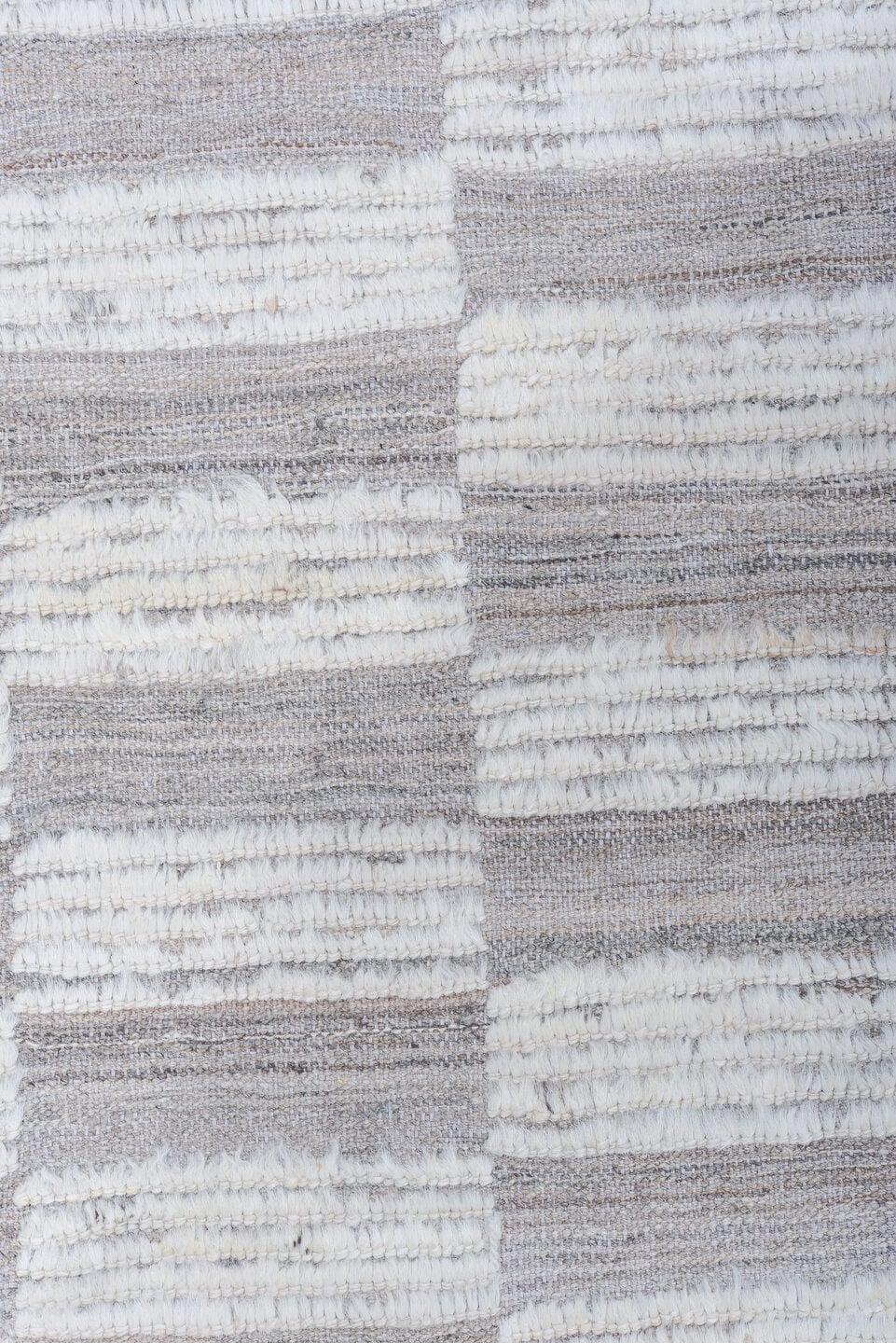 6' x 9' one-of-a-kind handmade vintage Tulu medium size rug. Color palette: ivory, taupe, gray, cream, beige