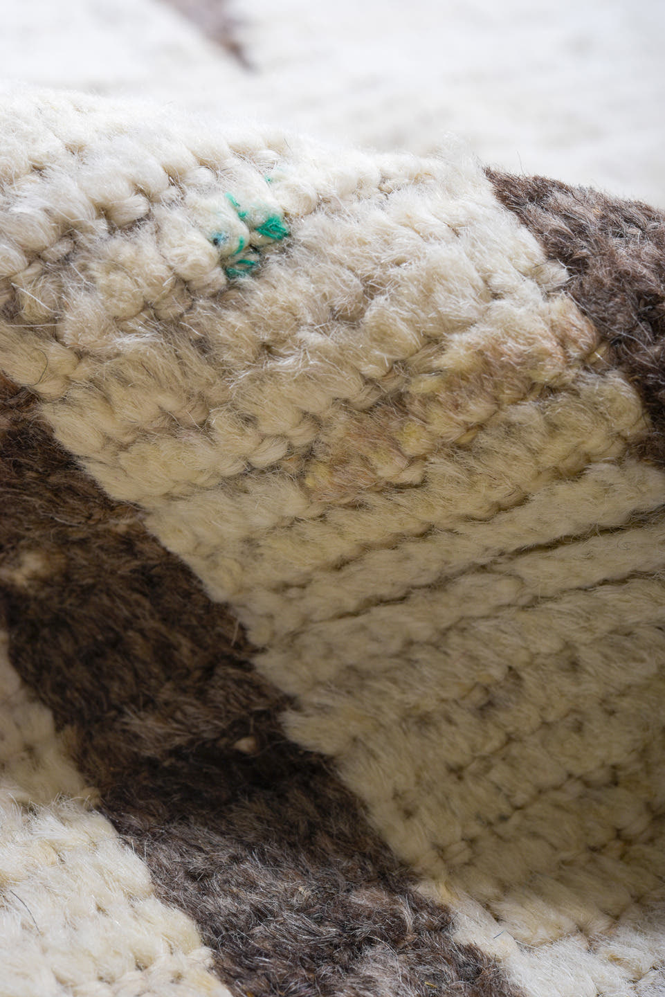 10' x 14' one-of-a-kind handmade vintage Tulu large size rug. Color palette: ivory, charcoal, taupe, gray, black, beige