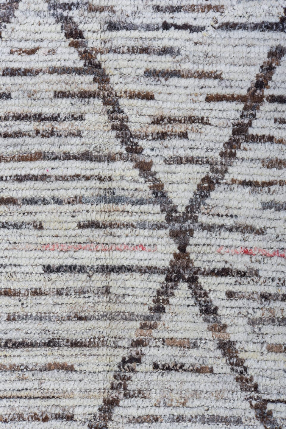 6' x 13' one-of-a-kind handmade vintage Tulu large size rug. Color palette: ivory, charcoal, taupe, brown, gray, black