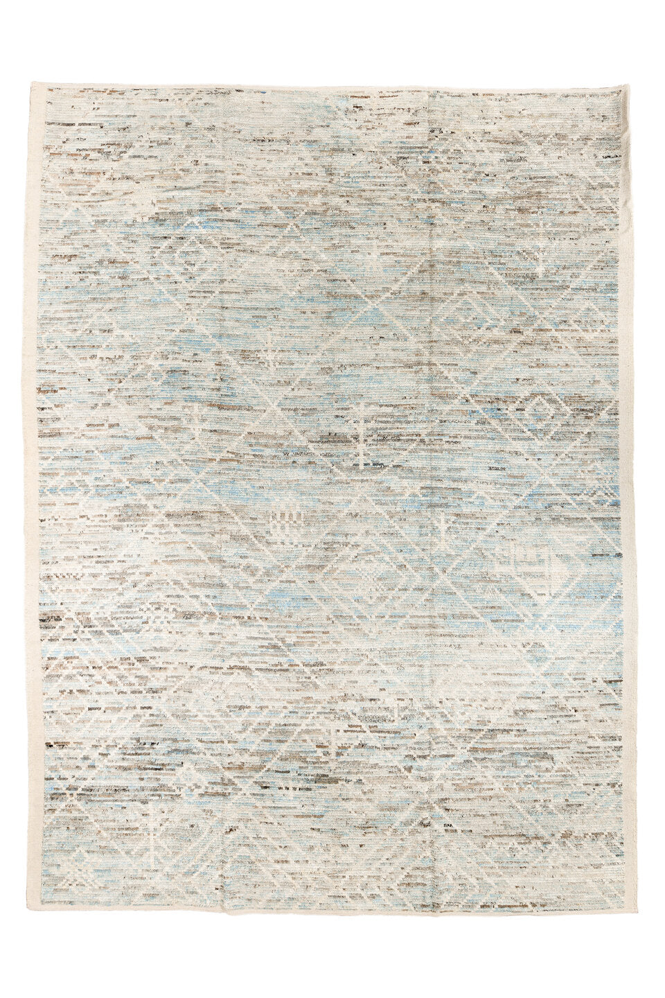 10' x 13' one-of-a-kind handmade vintage Tulu large size rug. Color palette: brown, gainsboro, gray, light gray