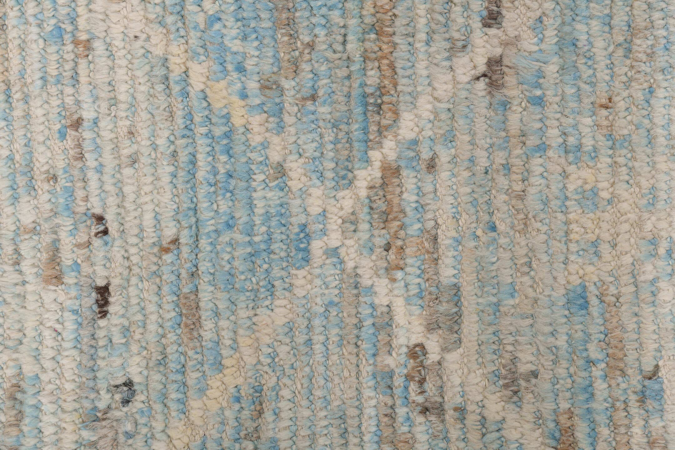 10' x 13' one-of-a-kind handmade vintage Tulu large size rug. Color palette: ivory, sky blue, taupe, beige, camel, brown