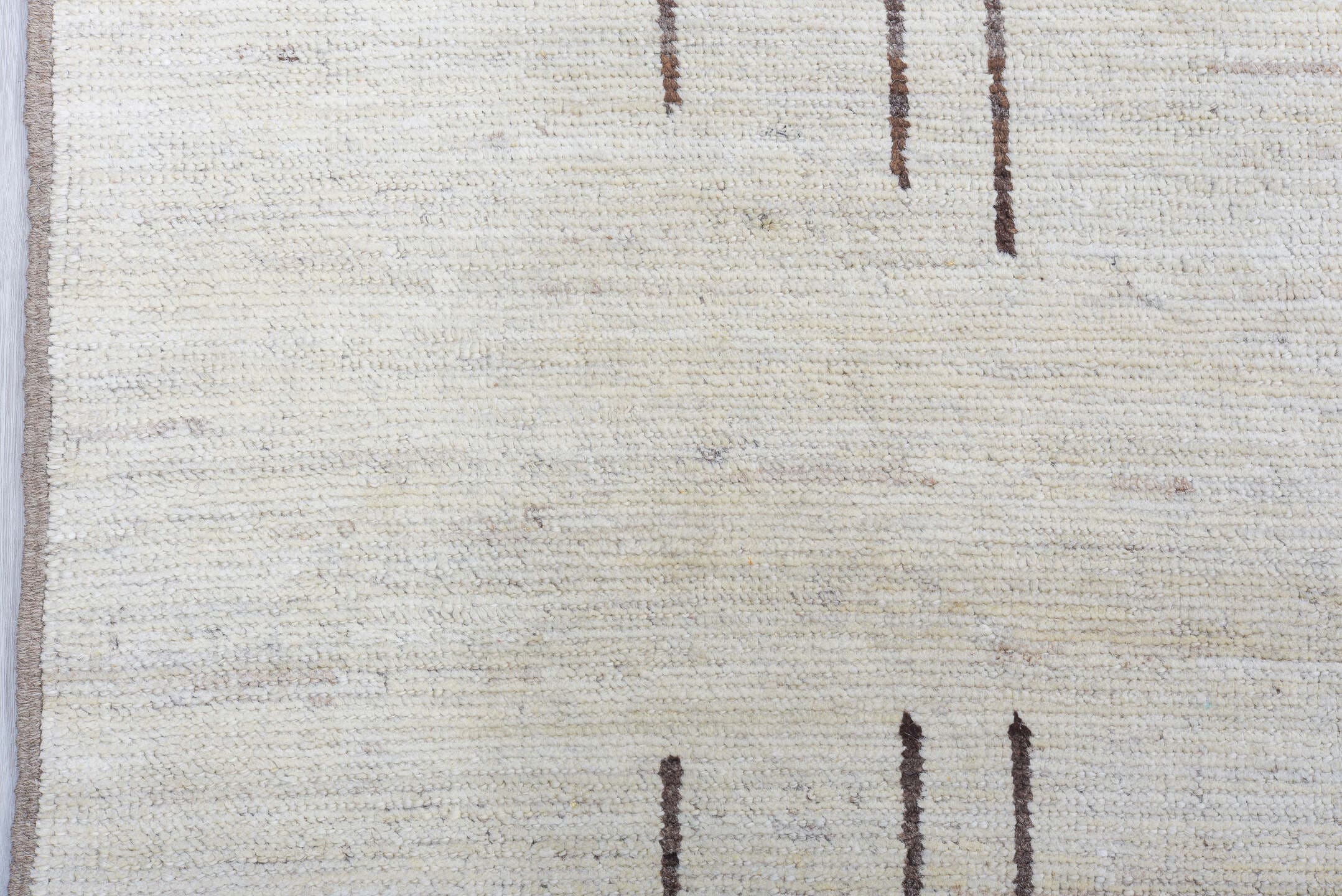 9' x 12' one-of-a-kind handmade vintage Tulu large size rug. Color palette: ivory, charcoal, taupe, gray, black, beige