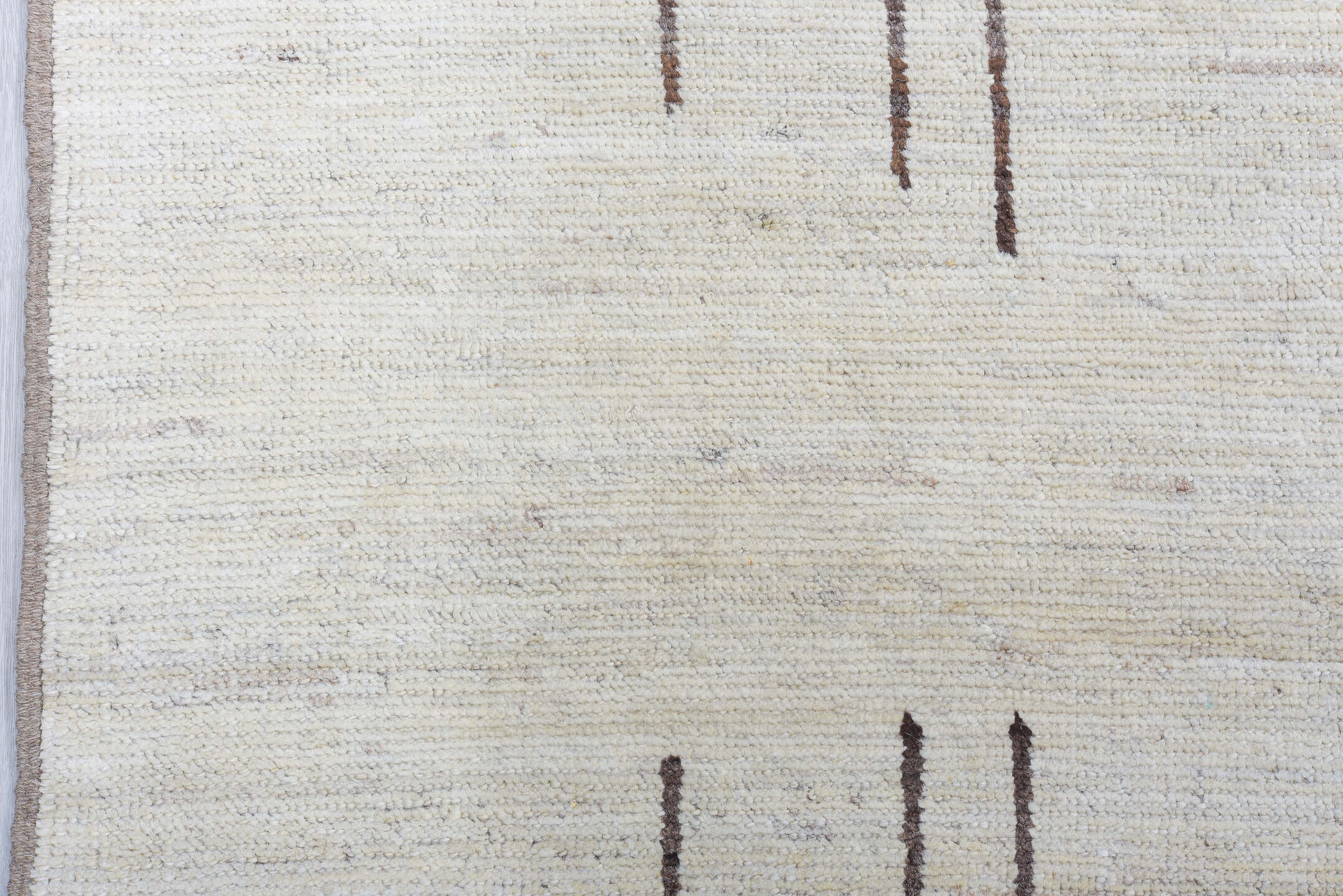 9' x 12' one-of-a-kind handmade vintage Tulu large size rug. Color palette: ivory, charcoal, taupe, gray, black, beige