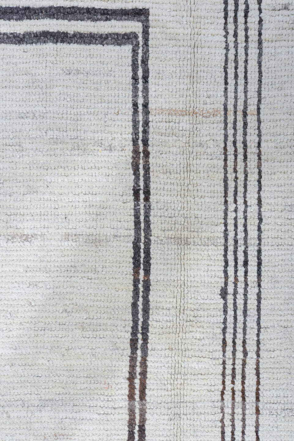 9' x 11' one-of-a-kind handmade vintage Tulu large size rug. Color palette: ivory, taupe, gray, cream, beige