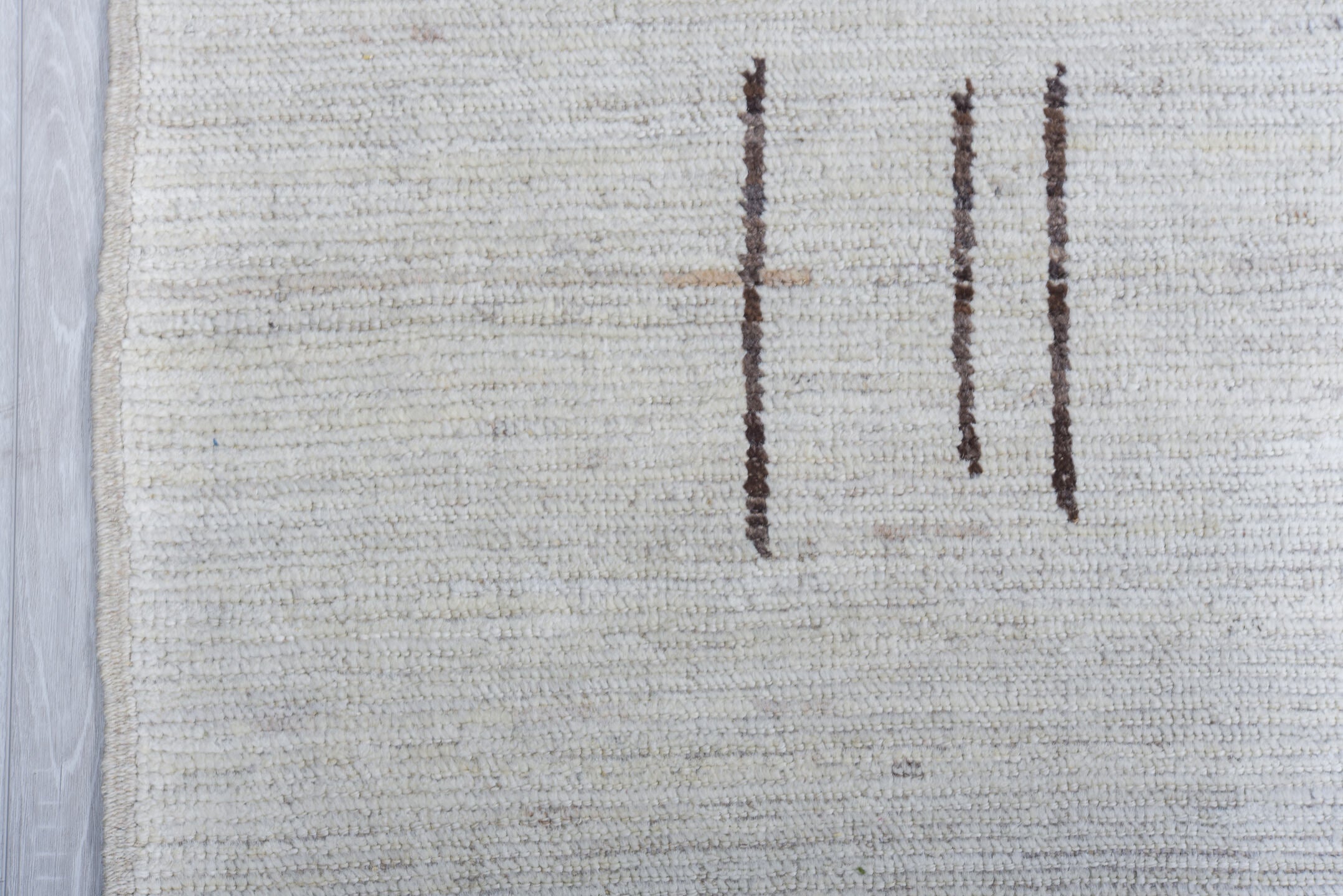 9' x 11' one-of-a-kind handmade vintage Tulu large size rug. Color palette: ivory, taupe, gray, cream, beige