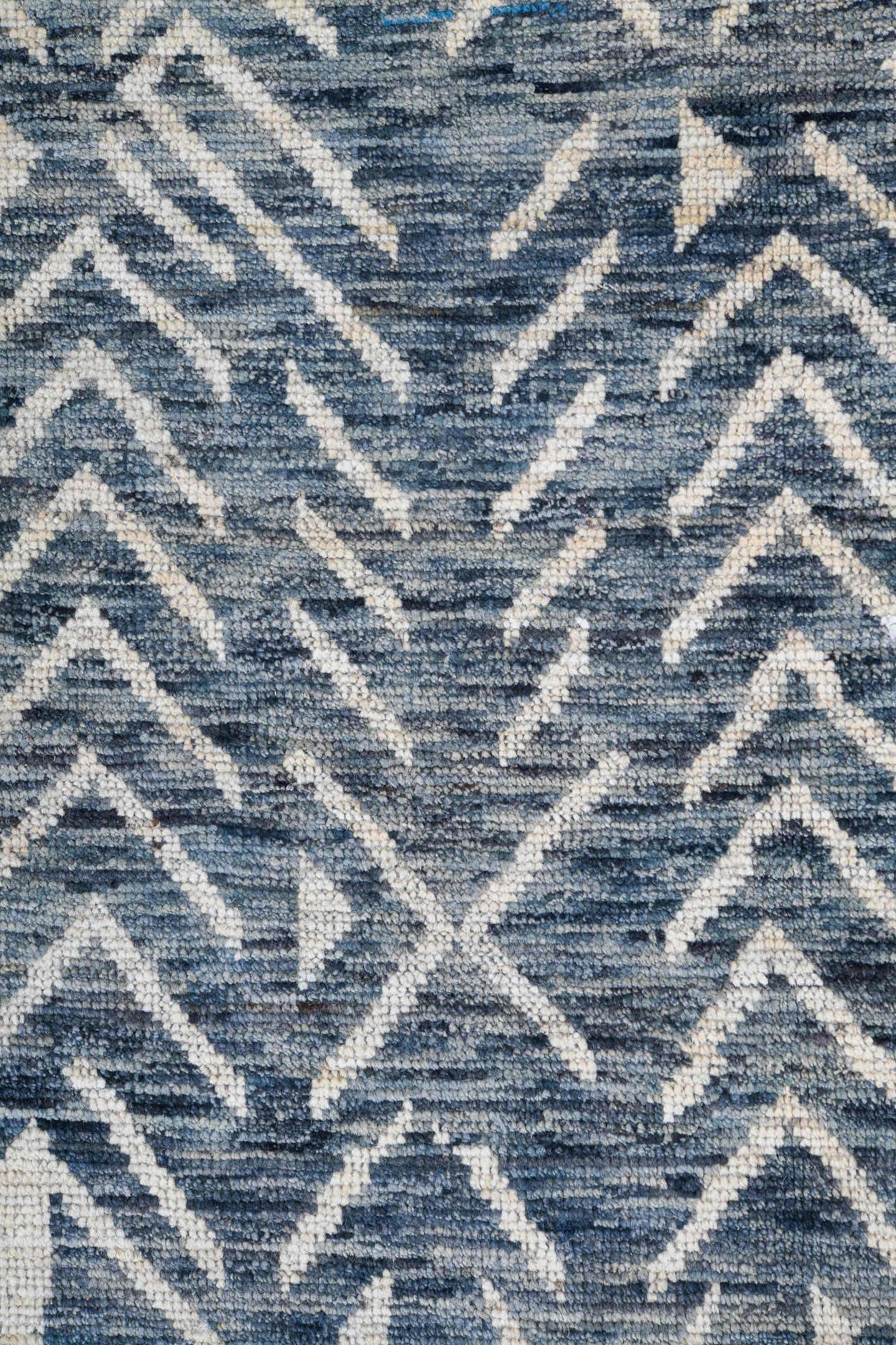 9' x 12' one-of-a-kind handmade vintage Tulu large size rug. Color palette: blue_gray, ivory, slate, charcoal, gray, blue