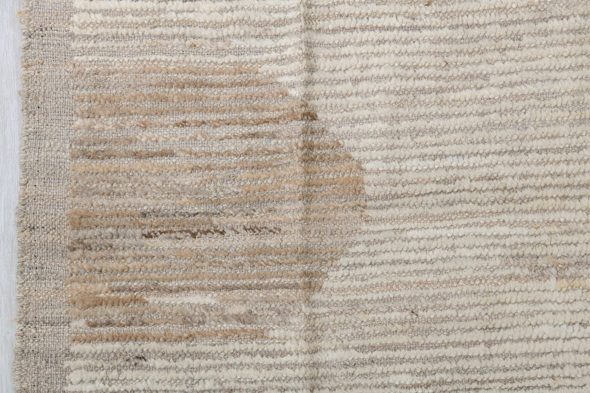 10' x 14' one-of-a-kind handmade vintage Tulu oversize rug. Color palette: ivory, camel, taupe, cream, beige, gray
