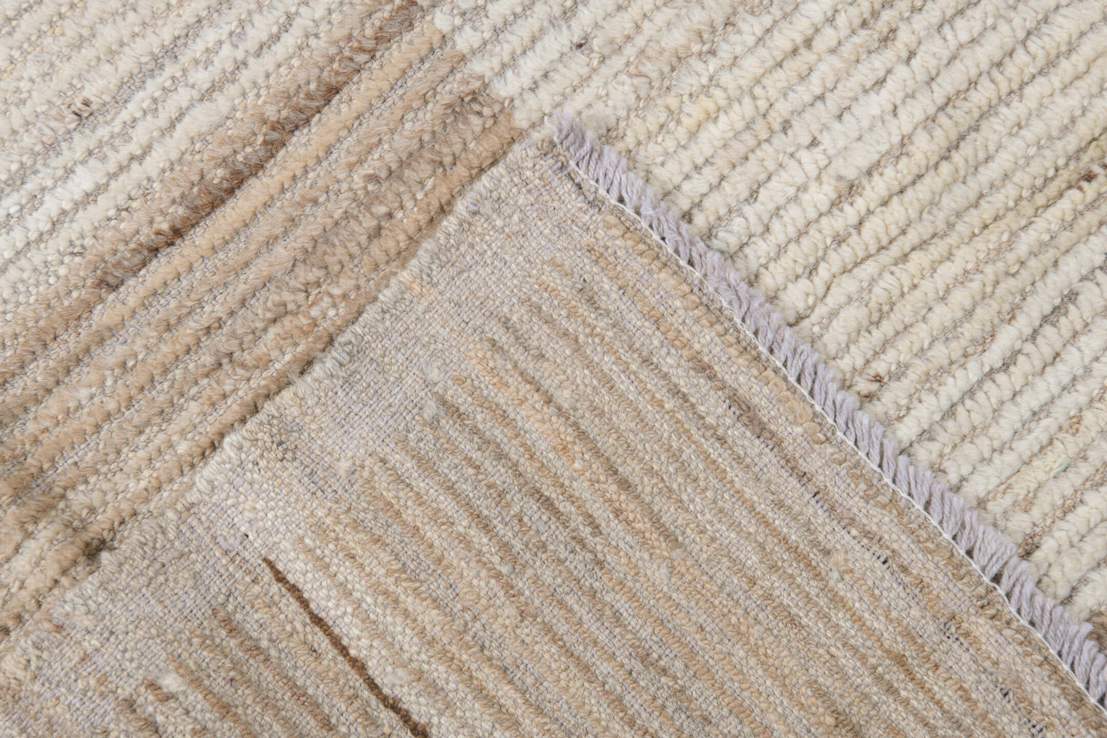 10' x 14' one-of-a-kind handmade vintage Tulu oversize rug. Color palette: ivory, camel, taupe, cream, beige, gray