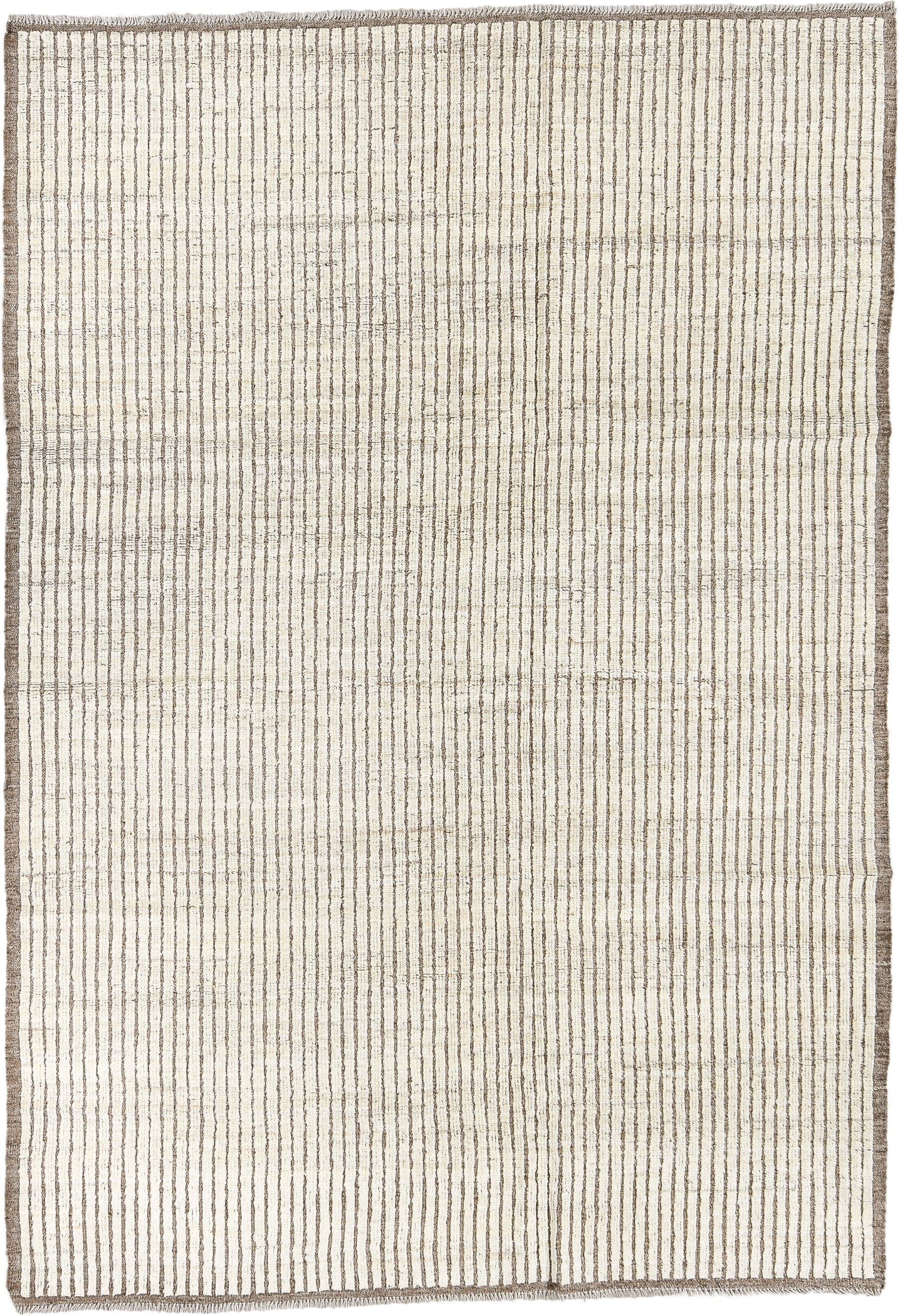 5' x 8' one-of-a-kind handmade vintage Tulu medium size rug. Color palette: ivory, taupe, brown, cream, beige, gray