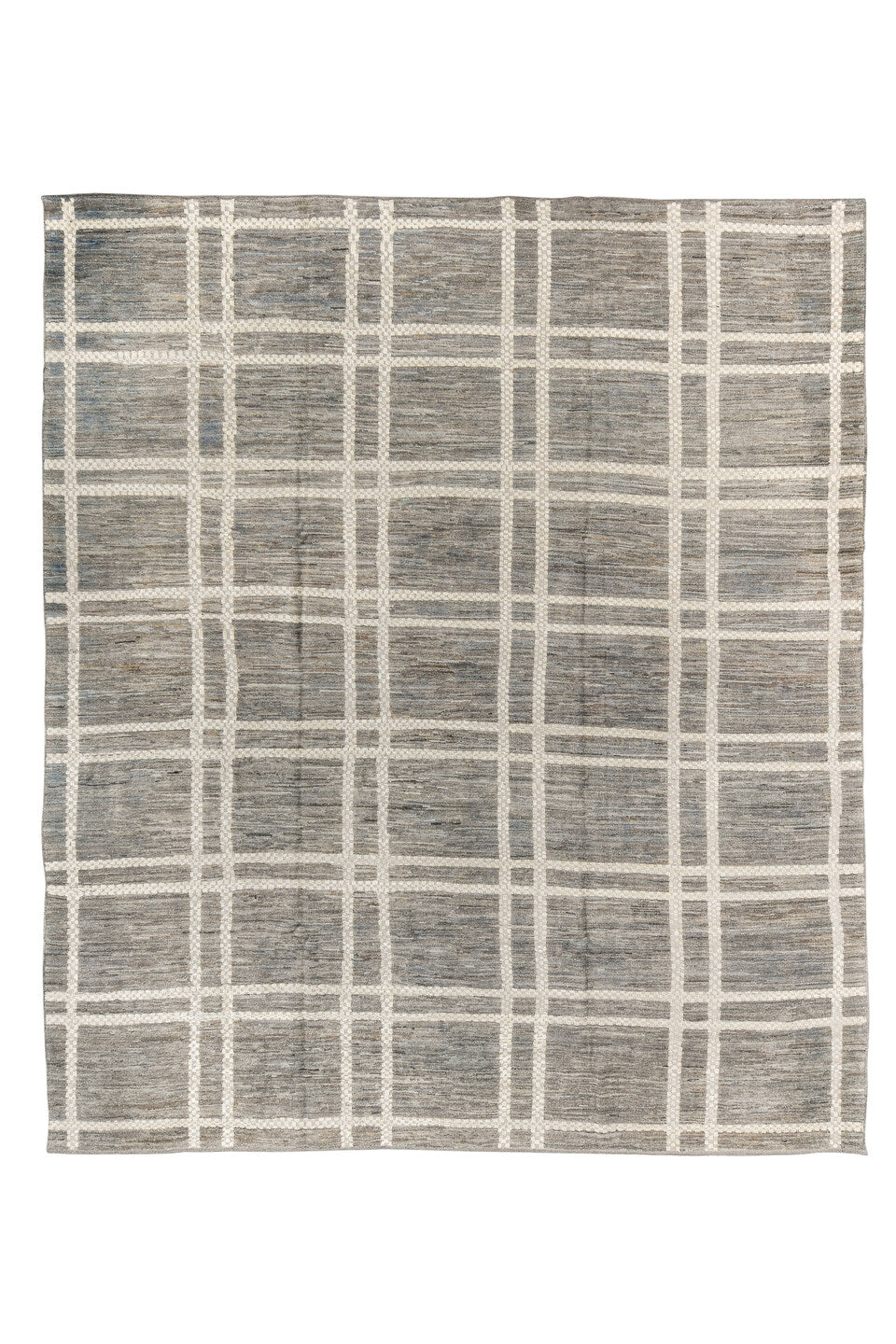 9' x 11' one-of-a-kind handmade vintage Tulu large size rug. Color palette: black, dark gray, dim gray, gray, light gray
