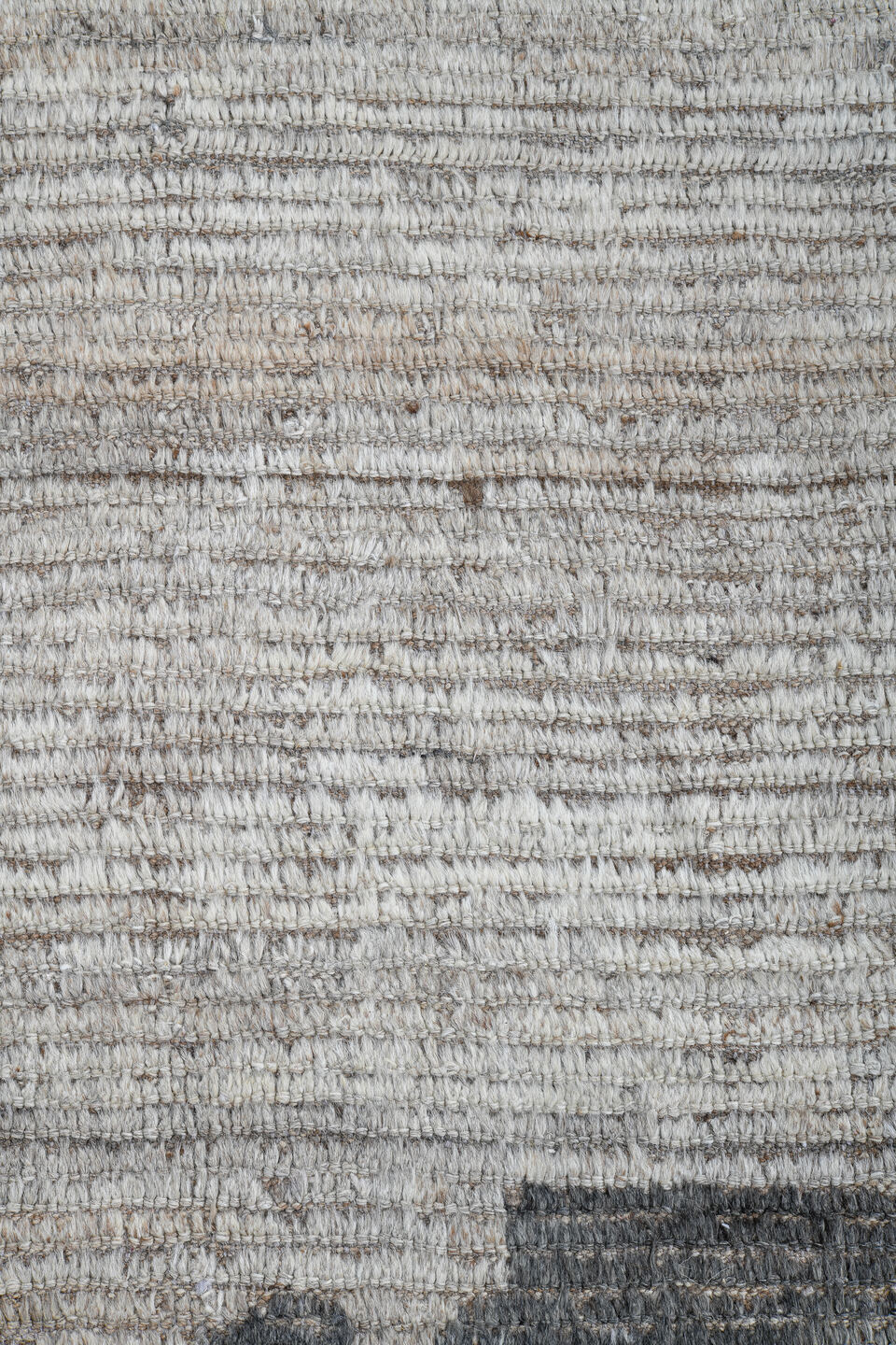 9' x 12' one-of-a-kind handmade vintage Tulu large size rug. Color palette: ivory, gray, taupe, sky_blue, beige, light blue
