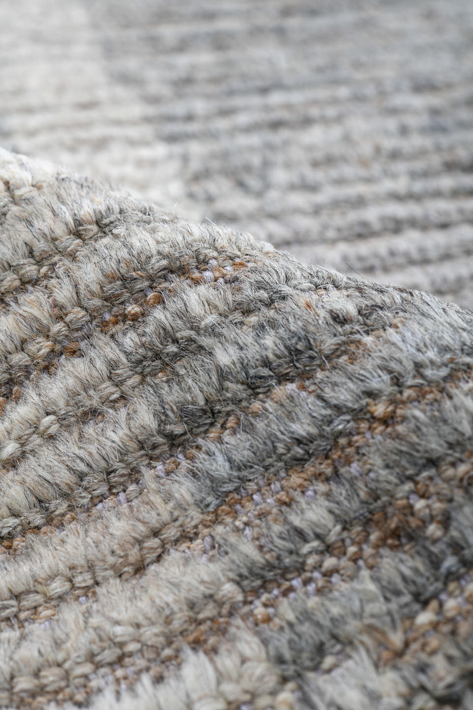 9' x 12' one-of-a-kind handmade vintage Tulu large size rug. Color palette: ivory, gray, taupe, sky_blue, beige, light blue