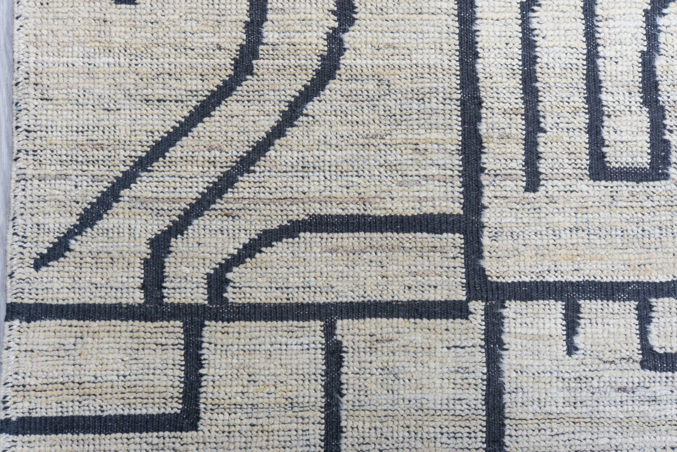 13' x 14' one-of-a-kind handmade vintage Tulu oversize rug. Color palette: ivory, charcoal, slate, gray, black