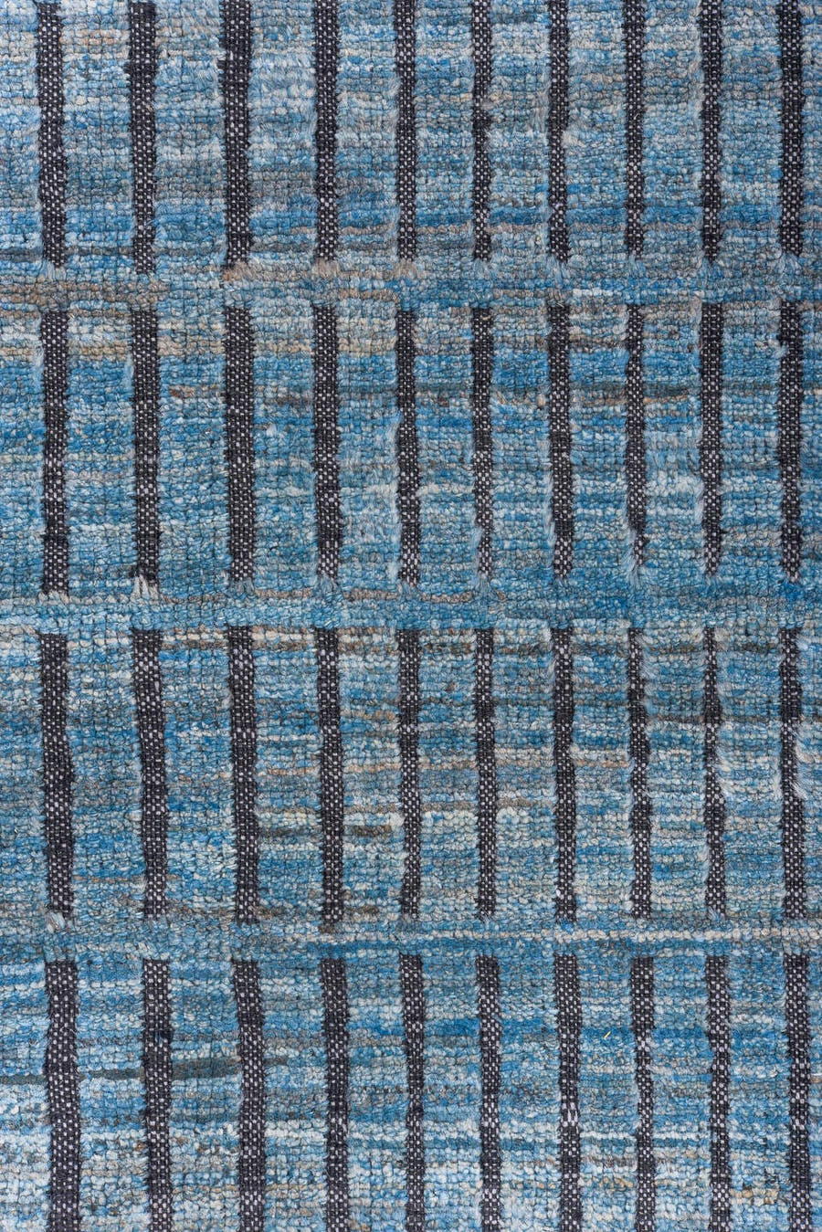 10' x 14' one-of-a-kind handmade vintage Tulu large size rug. Color palette: sky blue, slate, charcoal, steel blue