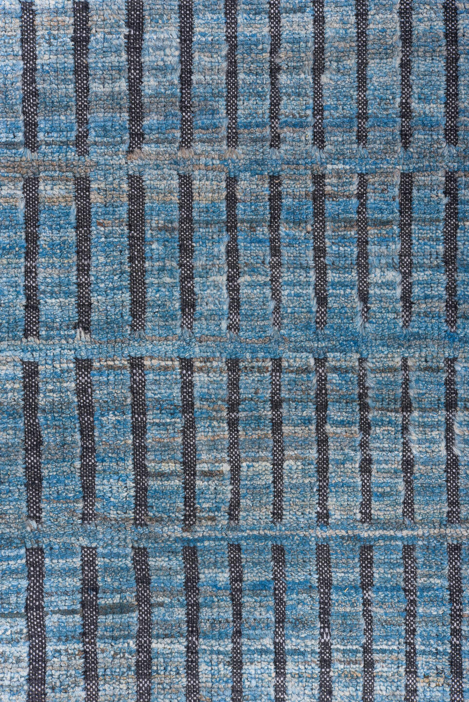 10' x 14' one-of-a-kind handmade vintage Tulu large size rug. Color palette: black, blue, brown, dim gray, gray, light blue