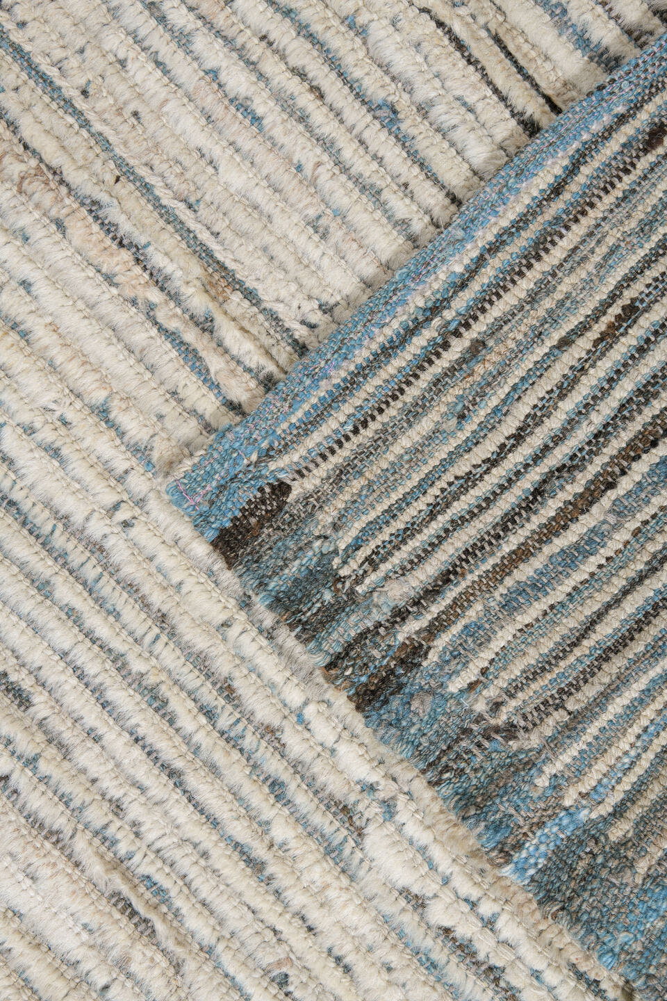 11' x 12' one-of-a-kind handmade vintage Tulu oversize rug. Color palette: ivory, charcoal, slate, cream, gray, black
