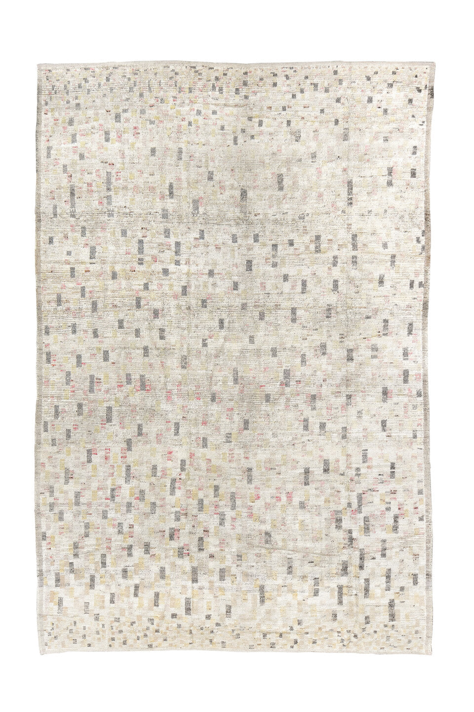 8' x 12' one-of-a-kind handmade vintage Tulu large size rug. Color palette: brown, dark gray, gainsboro, gray, light gray