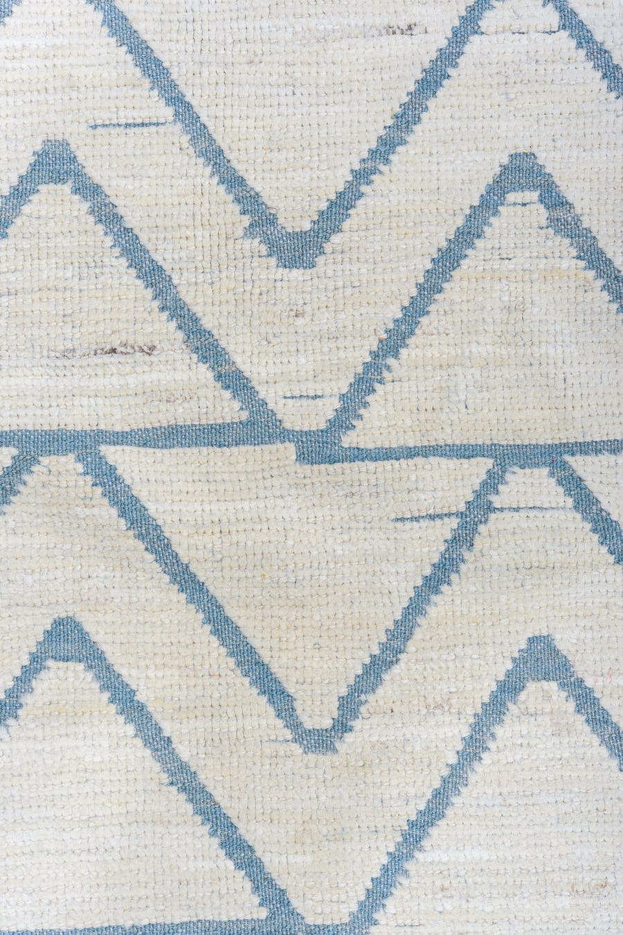 9' x 12' one-of-a-kind handmade vintage Tulu large size rug. Color palette: ivory, sky_blue, pale_blue, light blue