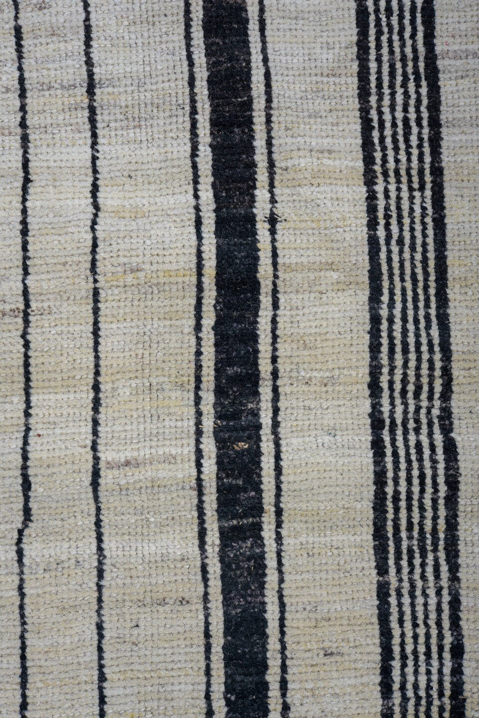 8' x 12' one-of-a-kind handmade vintage Tulu large size rug. Color palette: ivory, charcoal, black, cream, gray