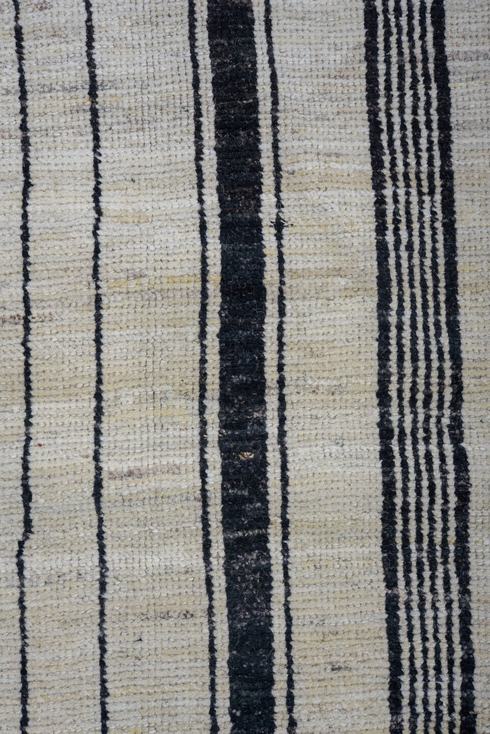 8' x 12' one-of-a-kind handmade vintage Tulu large size rug. Color palette: ivory, charcoal, black, cream, gray