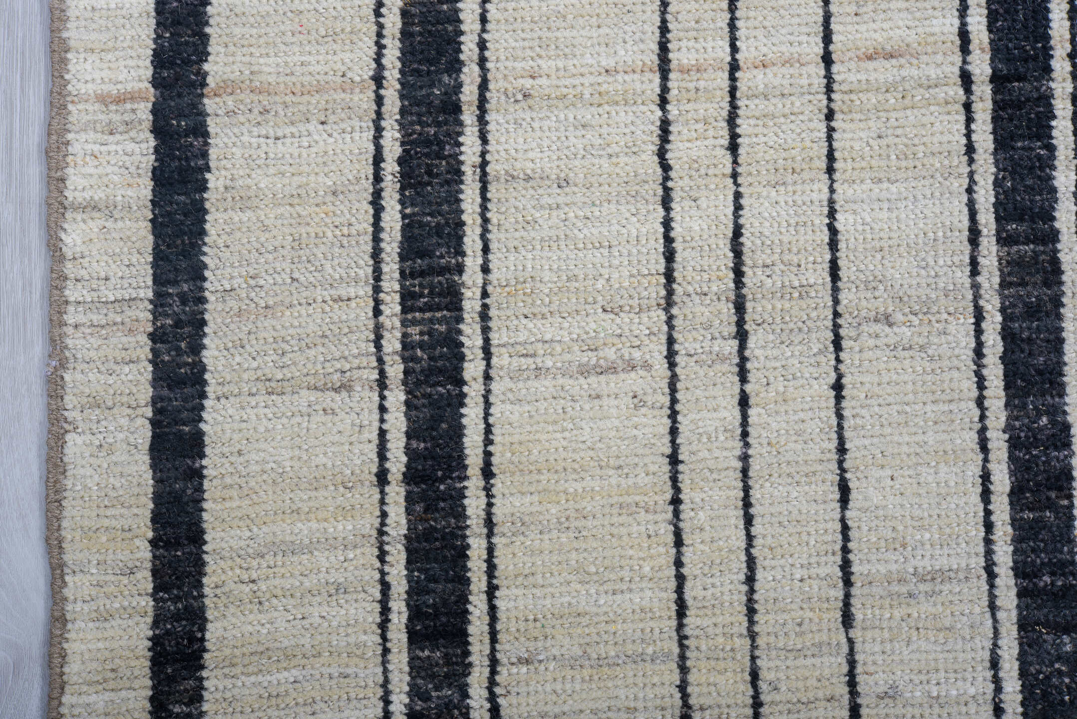 8' x 12' one-of-a-kind handmade vintage Tulu large size rug. Color palette: ivory, charcoal, black, cream, gray