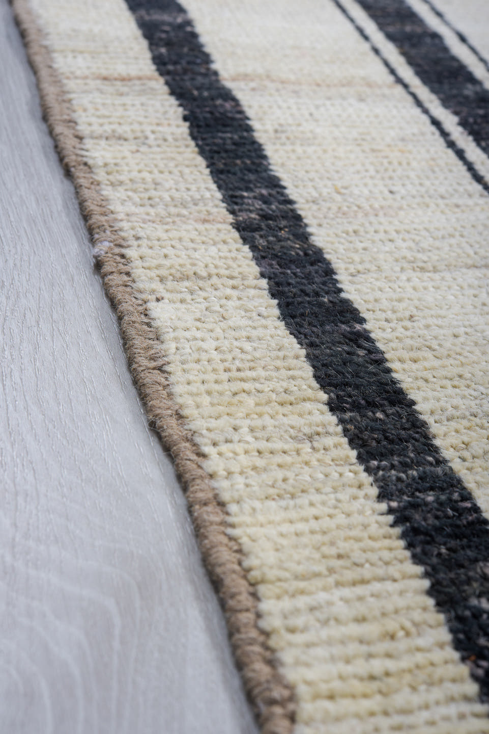 8' x 12' one-of-a-kind handmade vintage Tulu large size rug. Color palette: ivory, charcoal, black, cream, gray