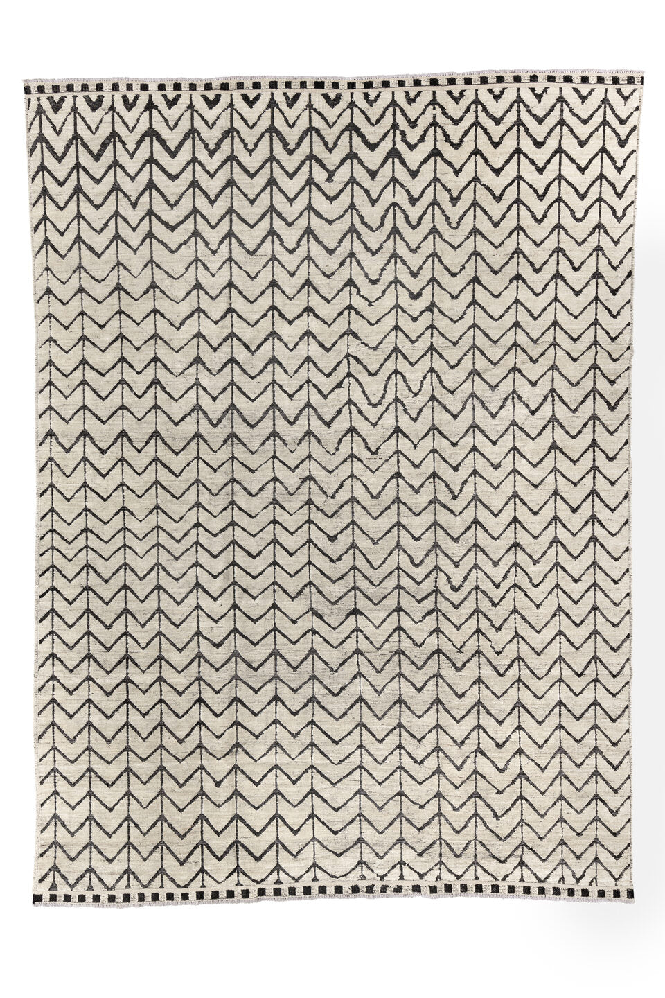 9' x 12' one-of-a-kind handmade vintage Tulu large size rug. Color palette: black, blue, charcoal, dark gray, dim gray