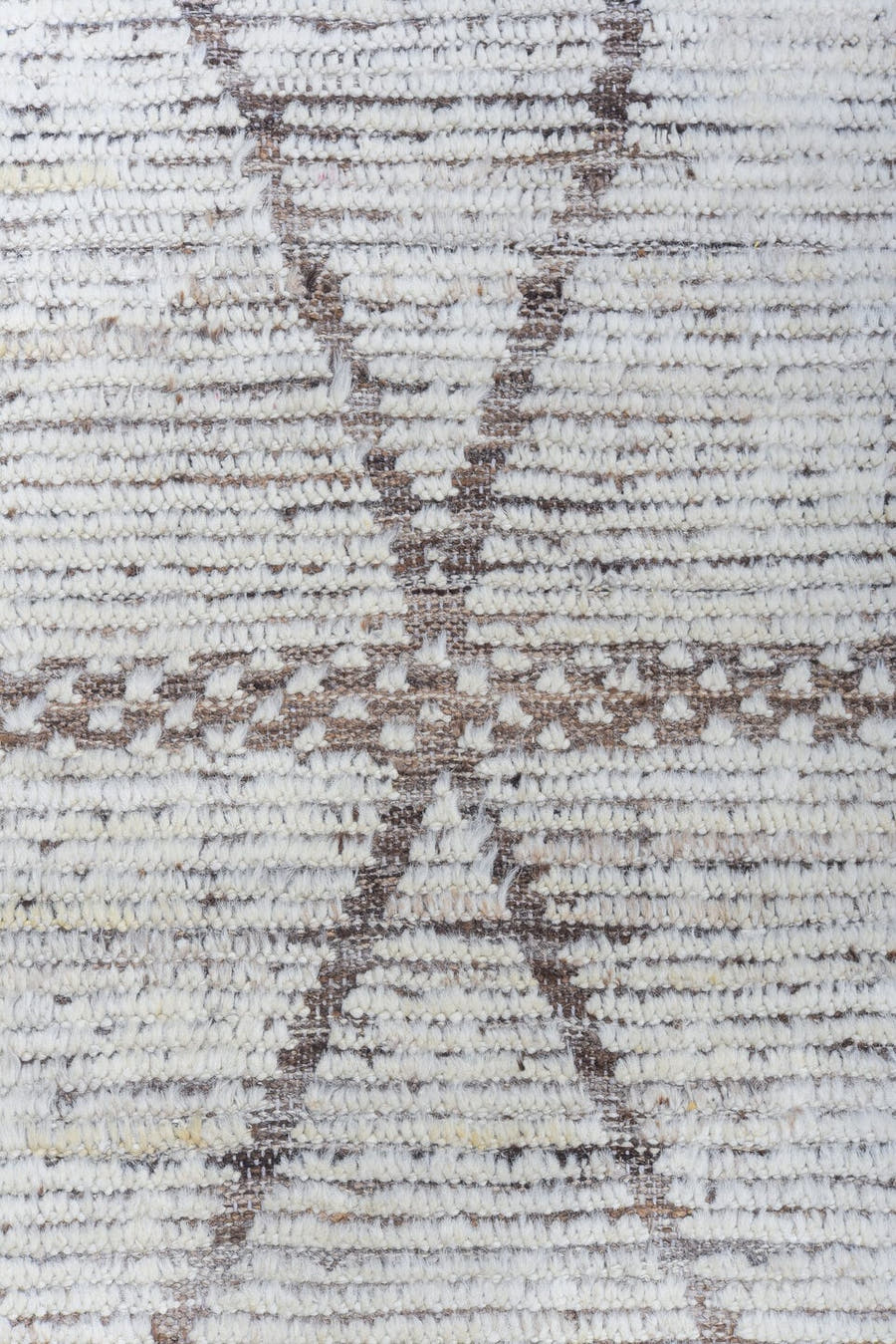 9' x 12' one-of-a-kind handmade vintage Tulu large size rug. Color palette: ivory, taupe, brown, cream, beige, gray