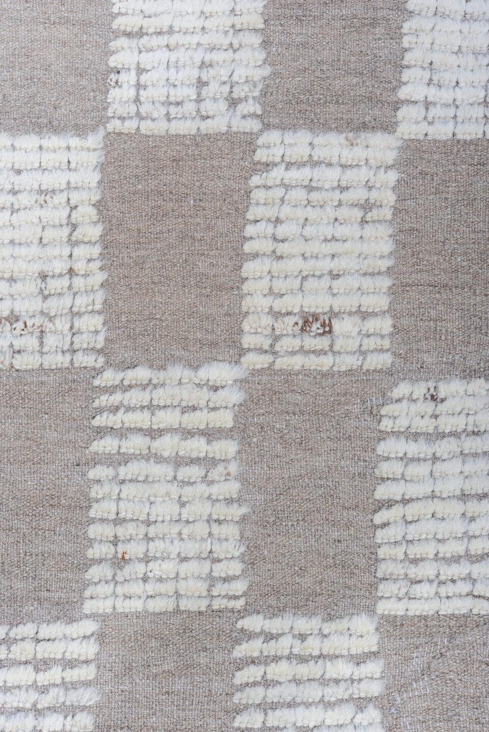 10' x 12' one-of-a-kind handmade vintage Tulu large size rug. Color palette: ivory, taupe, gray, cream, beige