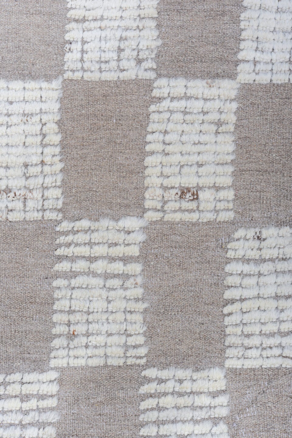 10' x 12' one-of-a-kind handmade vintage Tulu large size rug. Color palette: ivory, taupe, gray, cream, beige