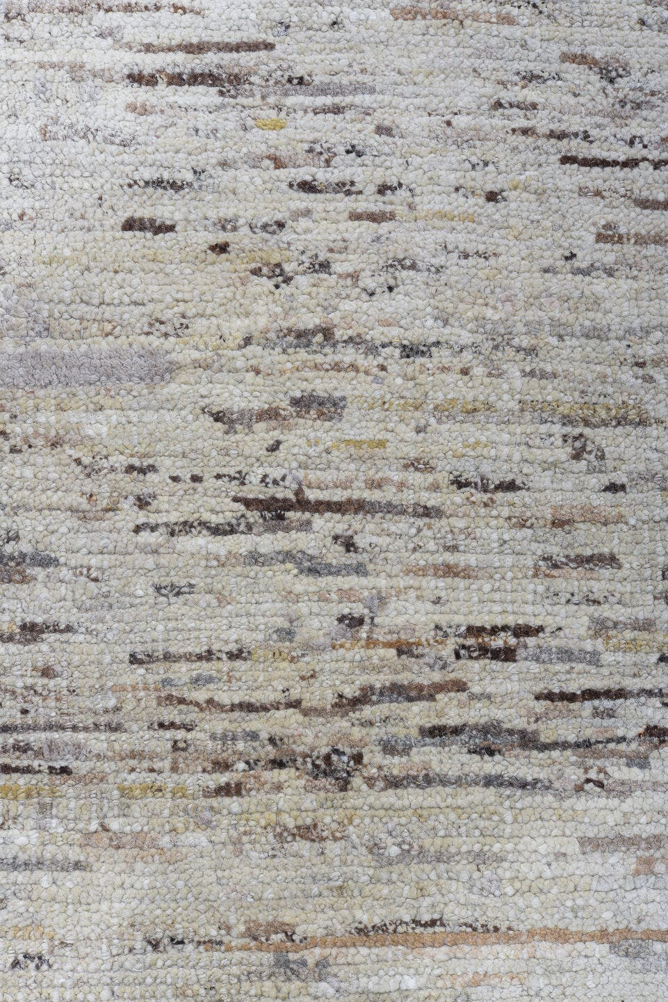 9' x 14' one-of-a-kind handmade vintage Tulu large size rug. Color palette: ivory, taupe, brown, gray, beige
