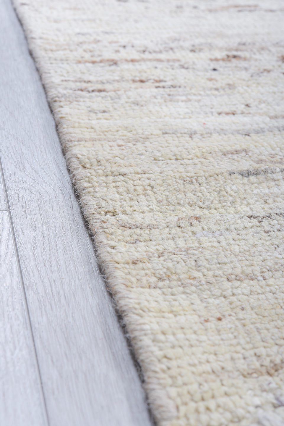 9' x 14' one-of-a-kind handmade vintage Tulu large size rug. Color palette: ivory, taupe, brown, gray, beige
