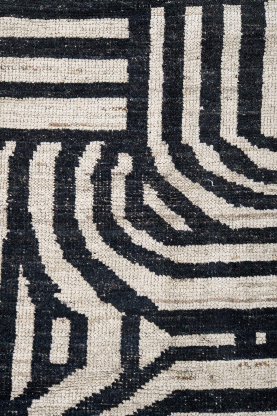 16' x 21' one-of-a-kind handmade vintage Tulu oversize rug. Color palette: ivory, charcoal, gray, black