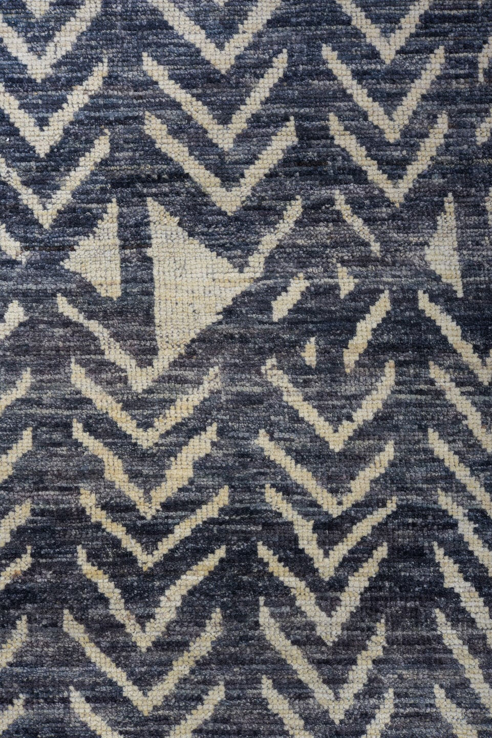 10' x 14' one-of-a-kind handmade vintage Tulu large size rug. Color palette: charcoal, ivory, slate, gray, black