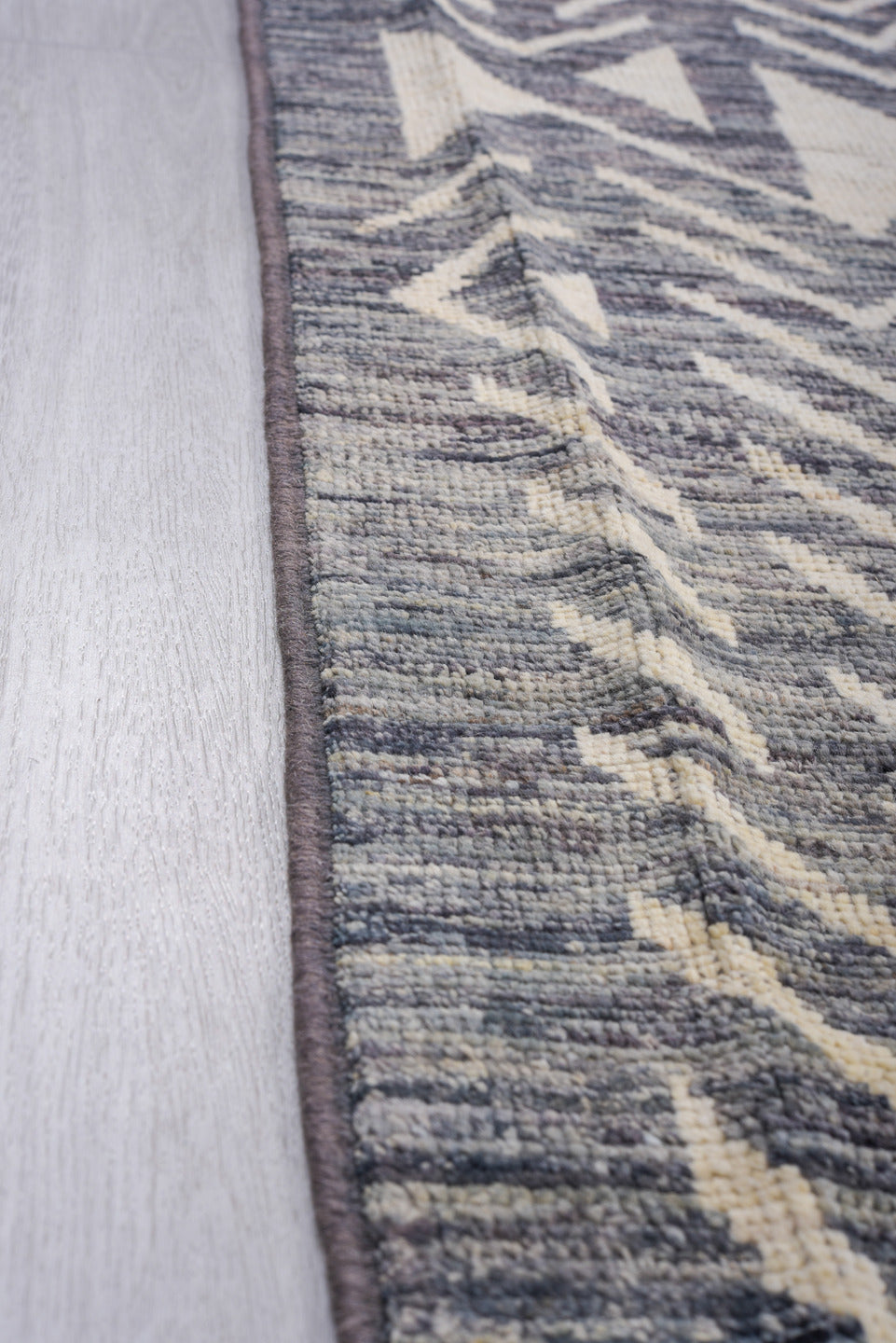 10' x 14' one-of-a-kind handmade vintage Tulu large size rug. Color palette: charcoal, ivory, slate, gray, black